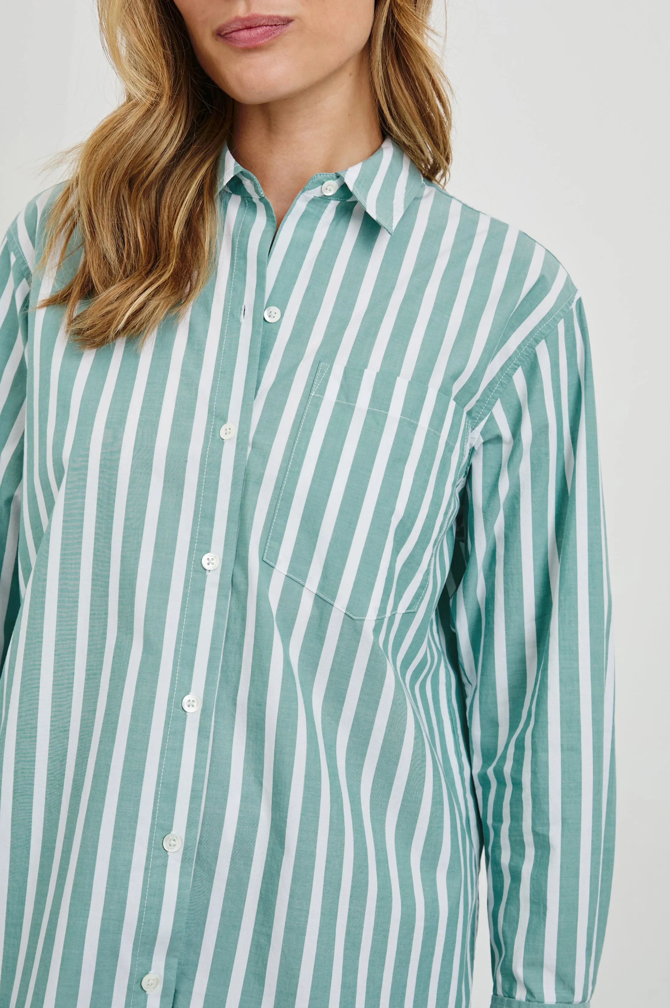 ELSA SHIRT - AGAVE WHITE STRIPE Rails