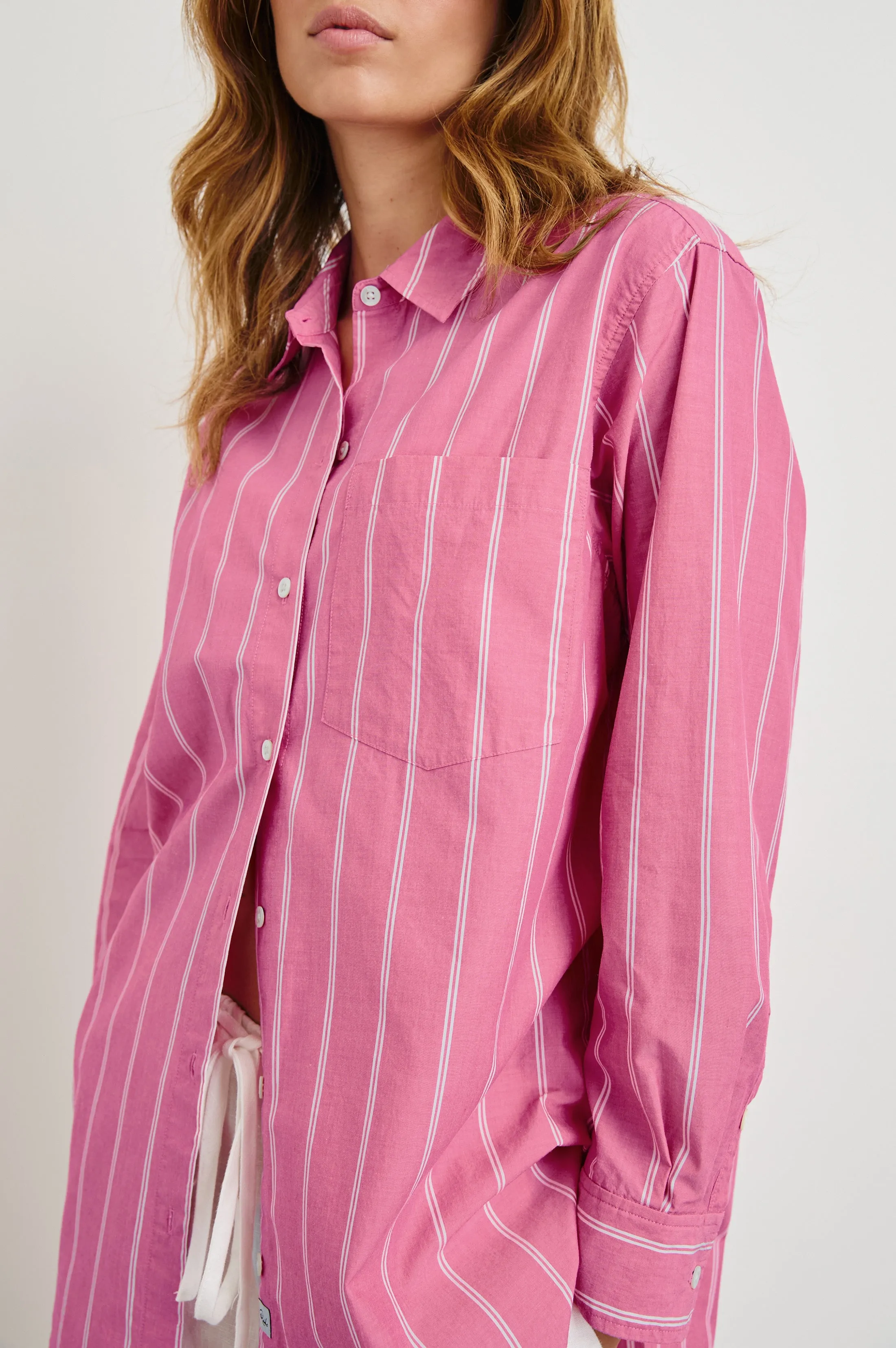 ELSA SHIRT - HIBISCUS WHITE STRIPE Rails