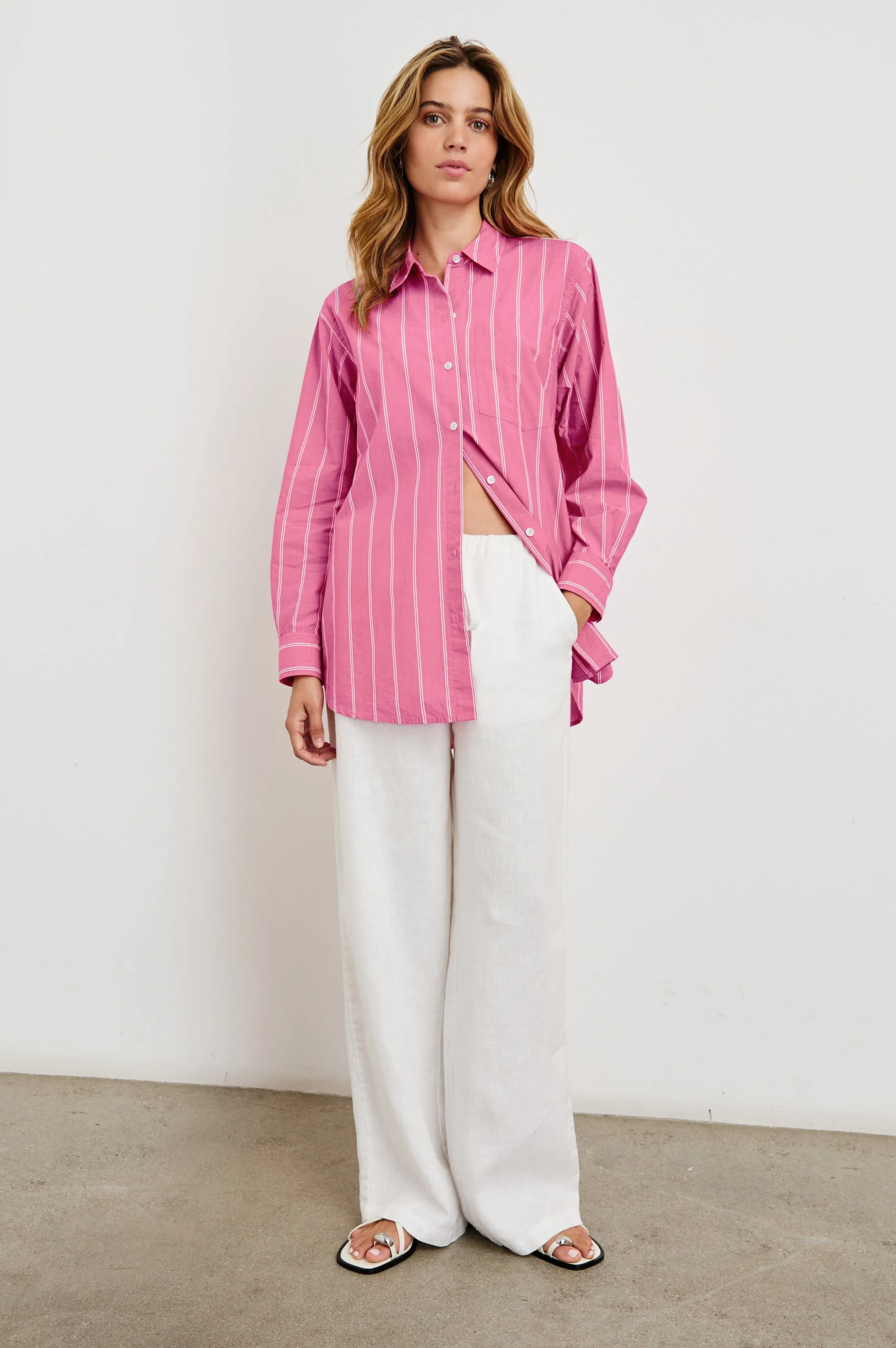 ELSA SHIRT - HIBISCUS WHITE STRIPE Rails