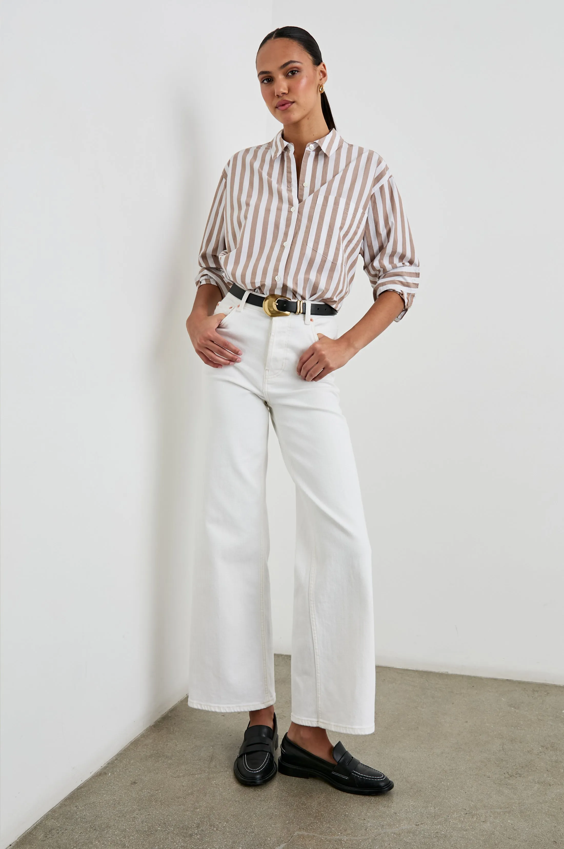 ELSA SHIRT - RUSSET WHITE STRIPE Rails