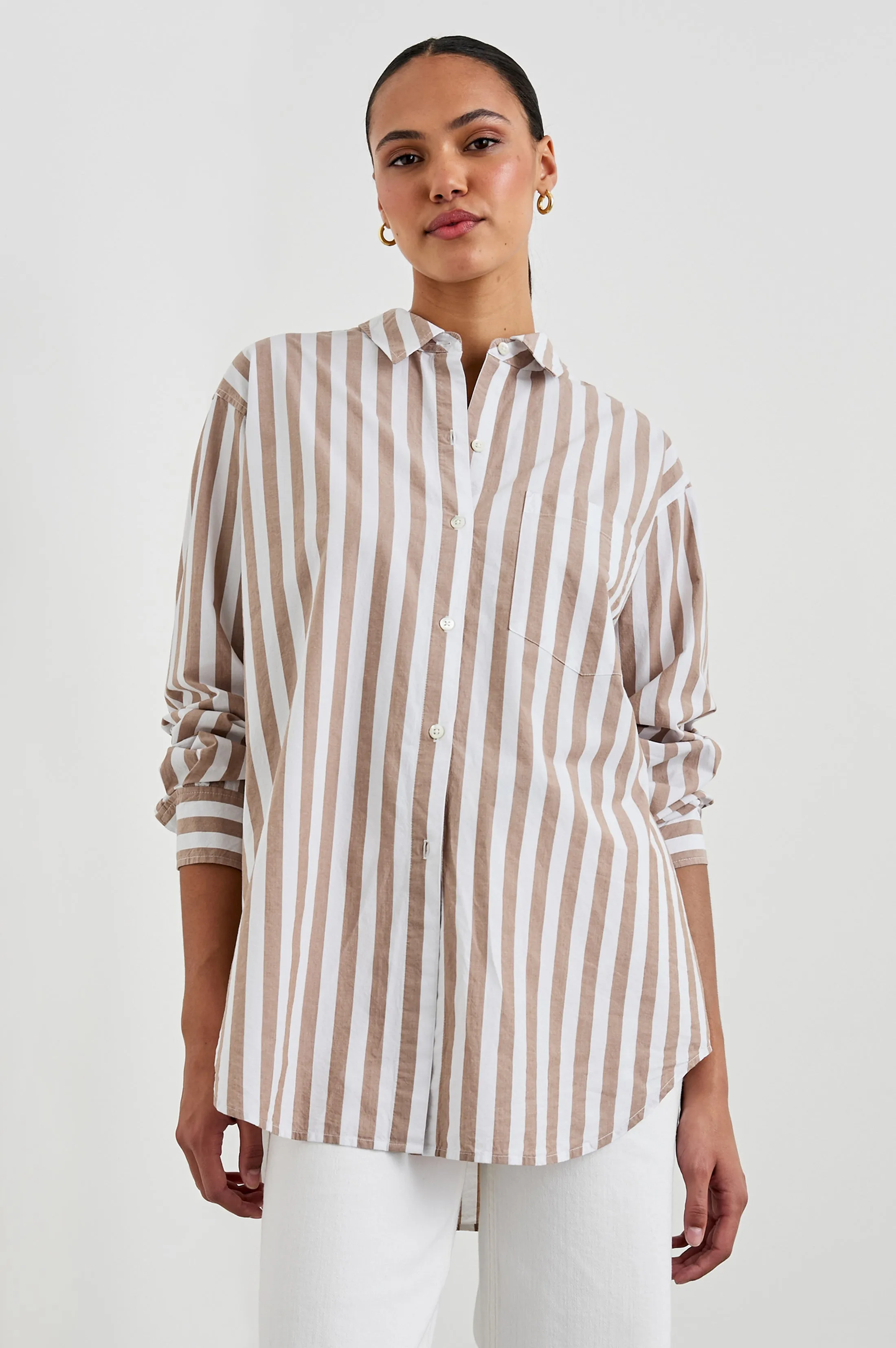 ELSA SHIRT - RUSSET WHITE STRIPE Rails