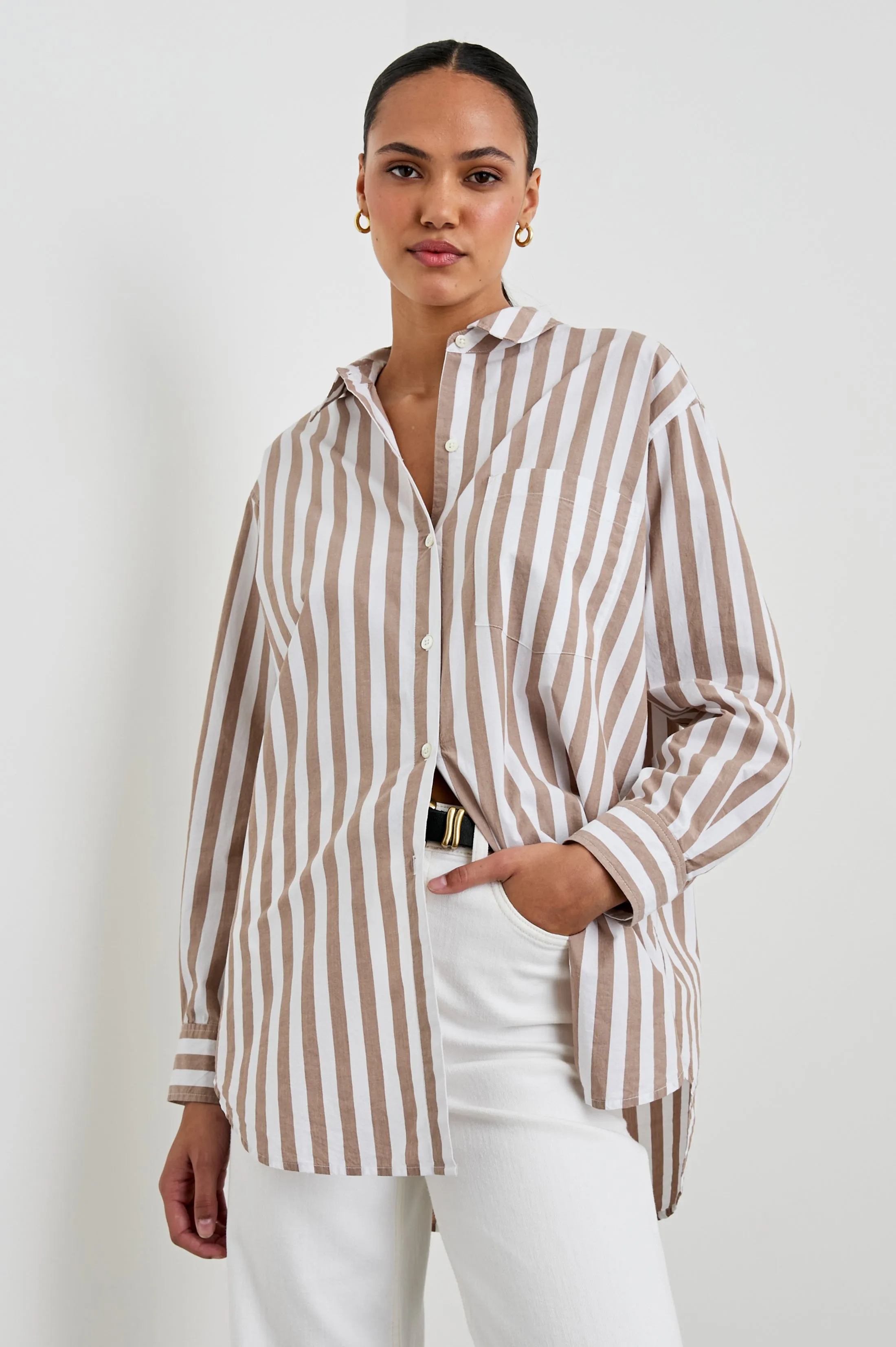 ELSA SHIRT - RUSSET WHITE STRIPE Rails