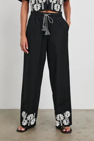 EMMIE PANT - BLACK IVORY PALM TREES Rails