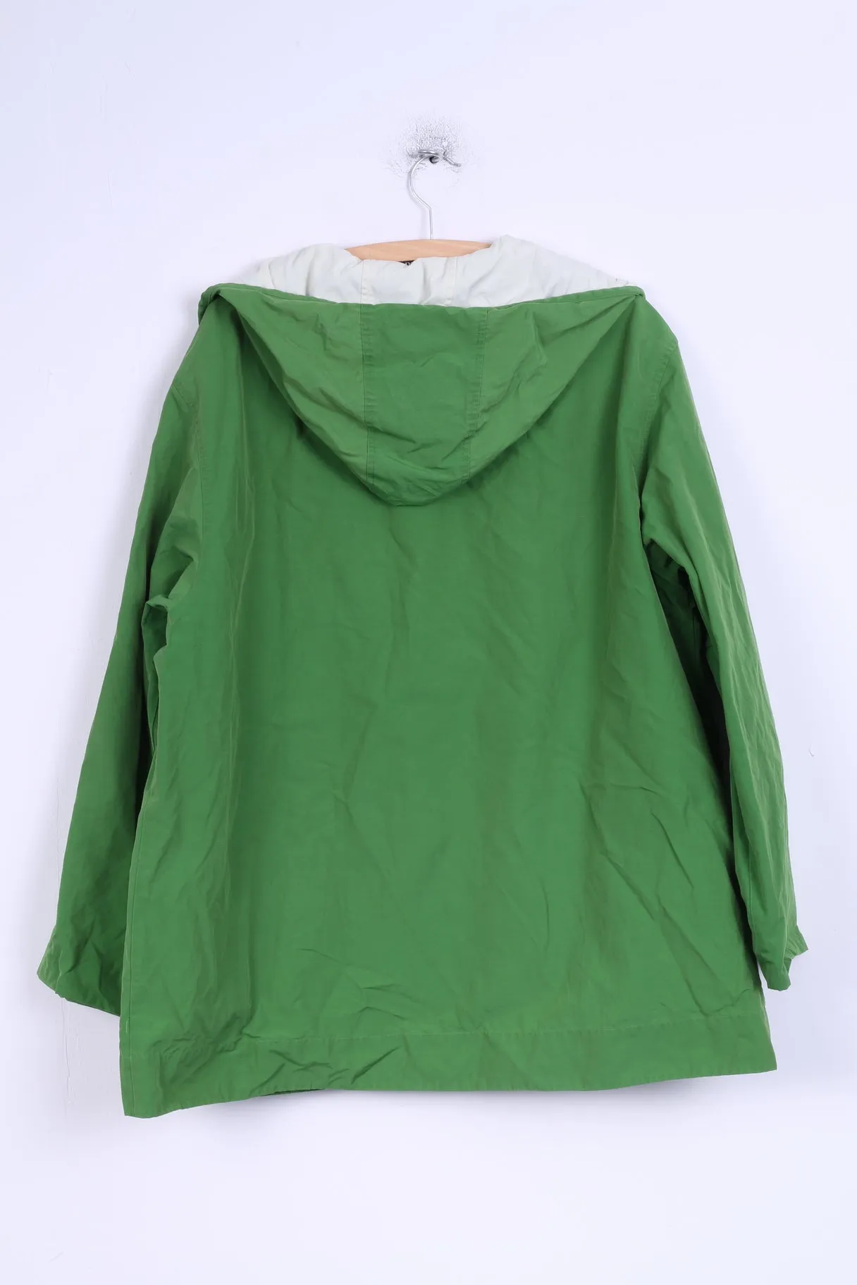 Esprit Womens XL Jacket Green Hooded Nylon Sportswear Top Coat Detailed Buttons