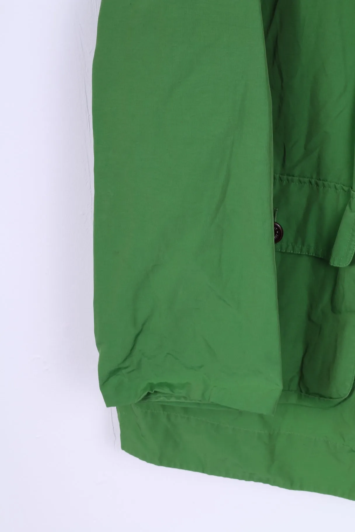 Esprit Womens XL Jacket Green Hooded Nylon Sportswear Top Coat Detailed Buttons
