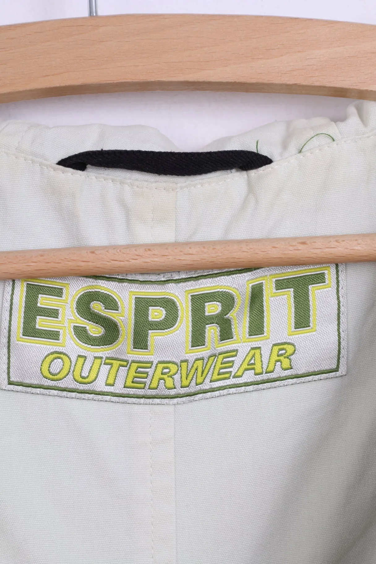 Esprit Womens XL Jacket Green Hooded Nylon Sportswear Top Coat Detailed Buttons