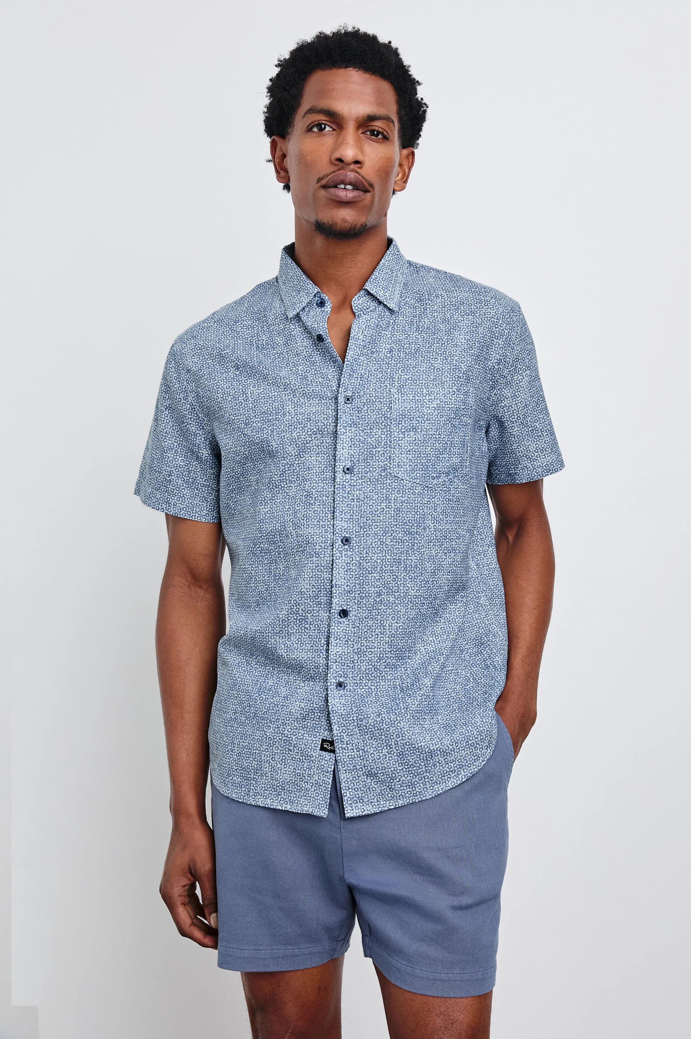 FAIRFAX SHIRT - ABSTRACT BLOCK BLUE Rails