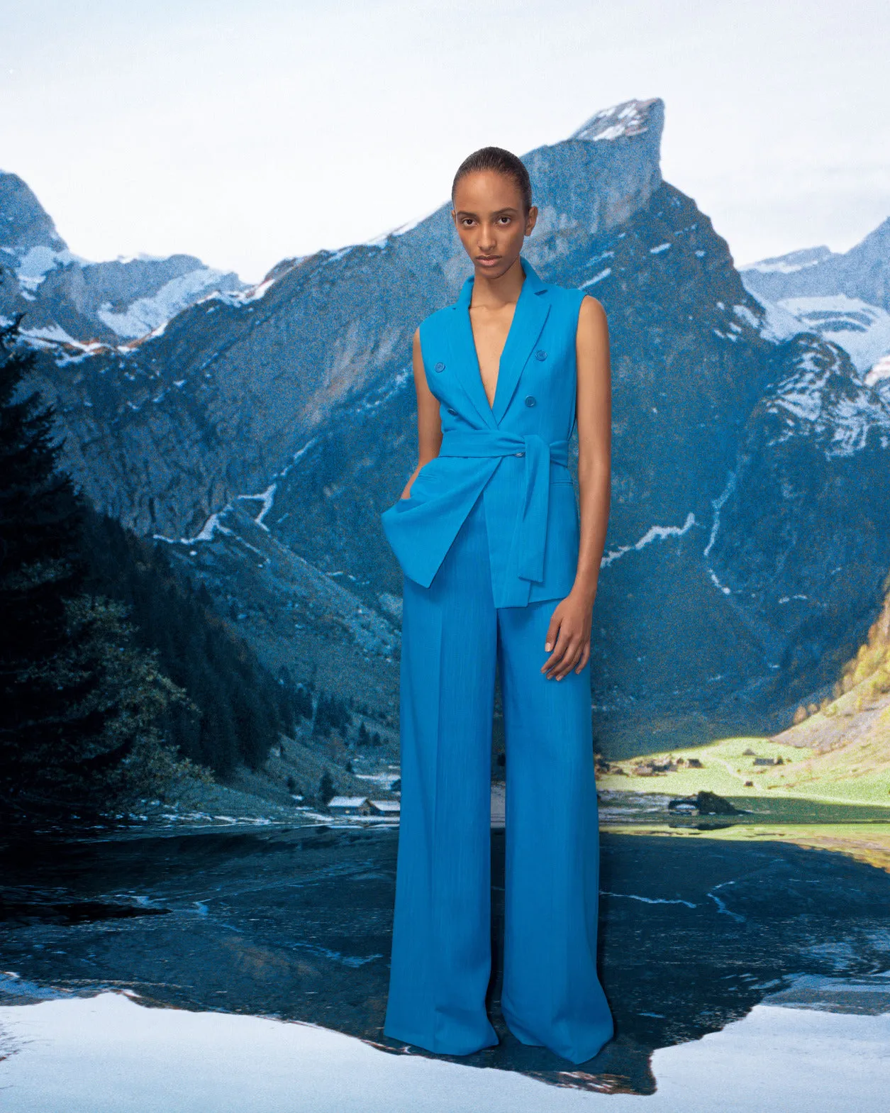 Faux-Breasted Linen Wool Double-Face Gilet Akris