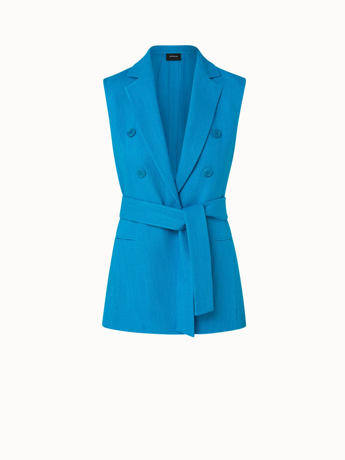 Faux-Breasted Linen Wool Double-Face Gilet Akris