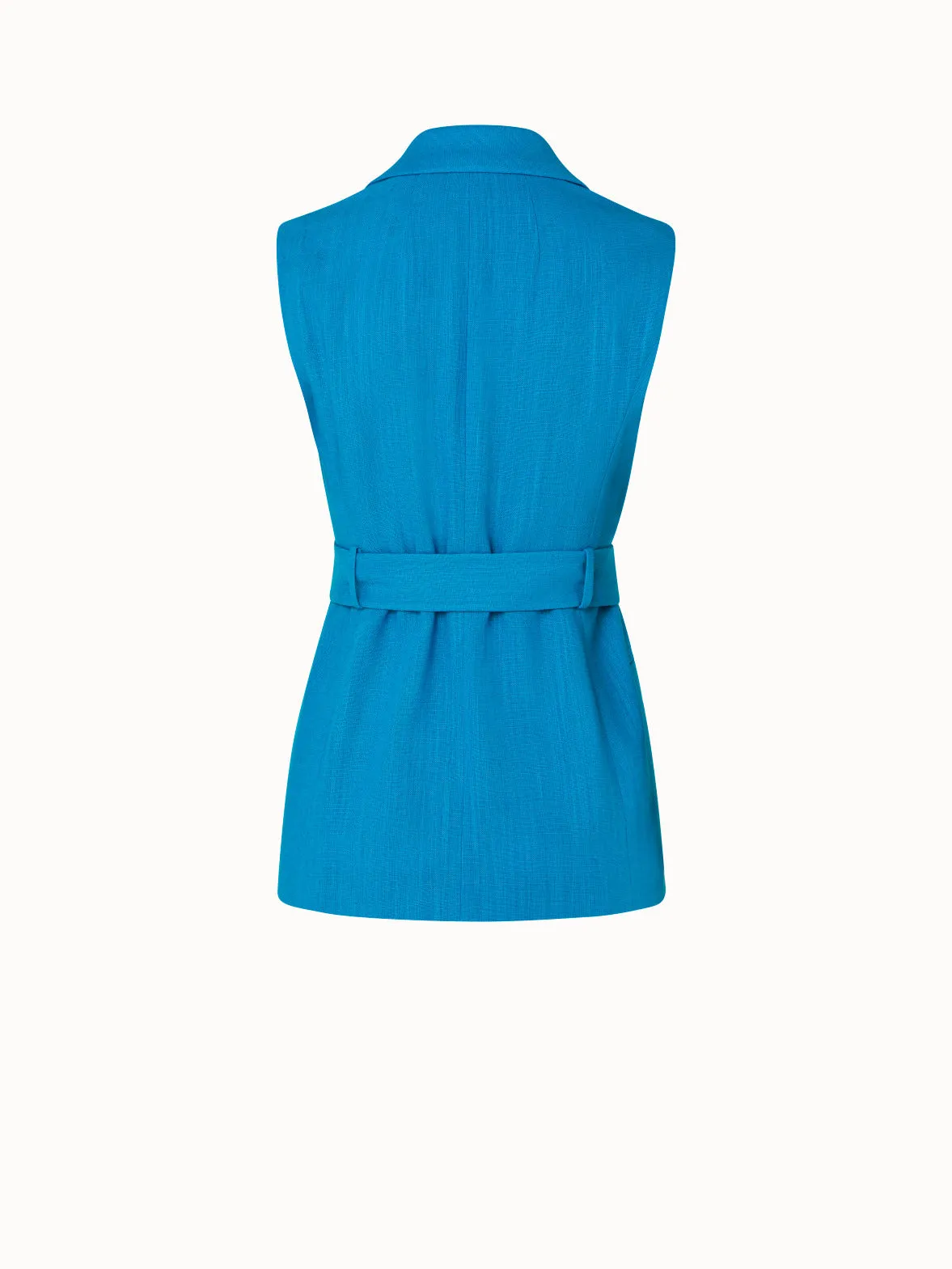 Faux-Breasted Linen Wool Double-Face Gilet Akris