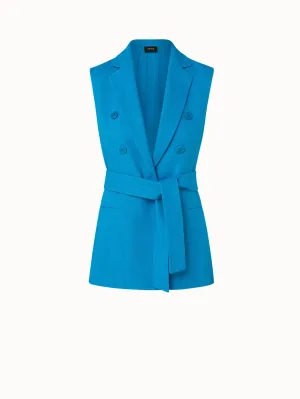 Faux-Breasted Linen Wool Double-Face Gilet Akris