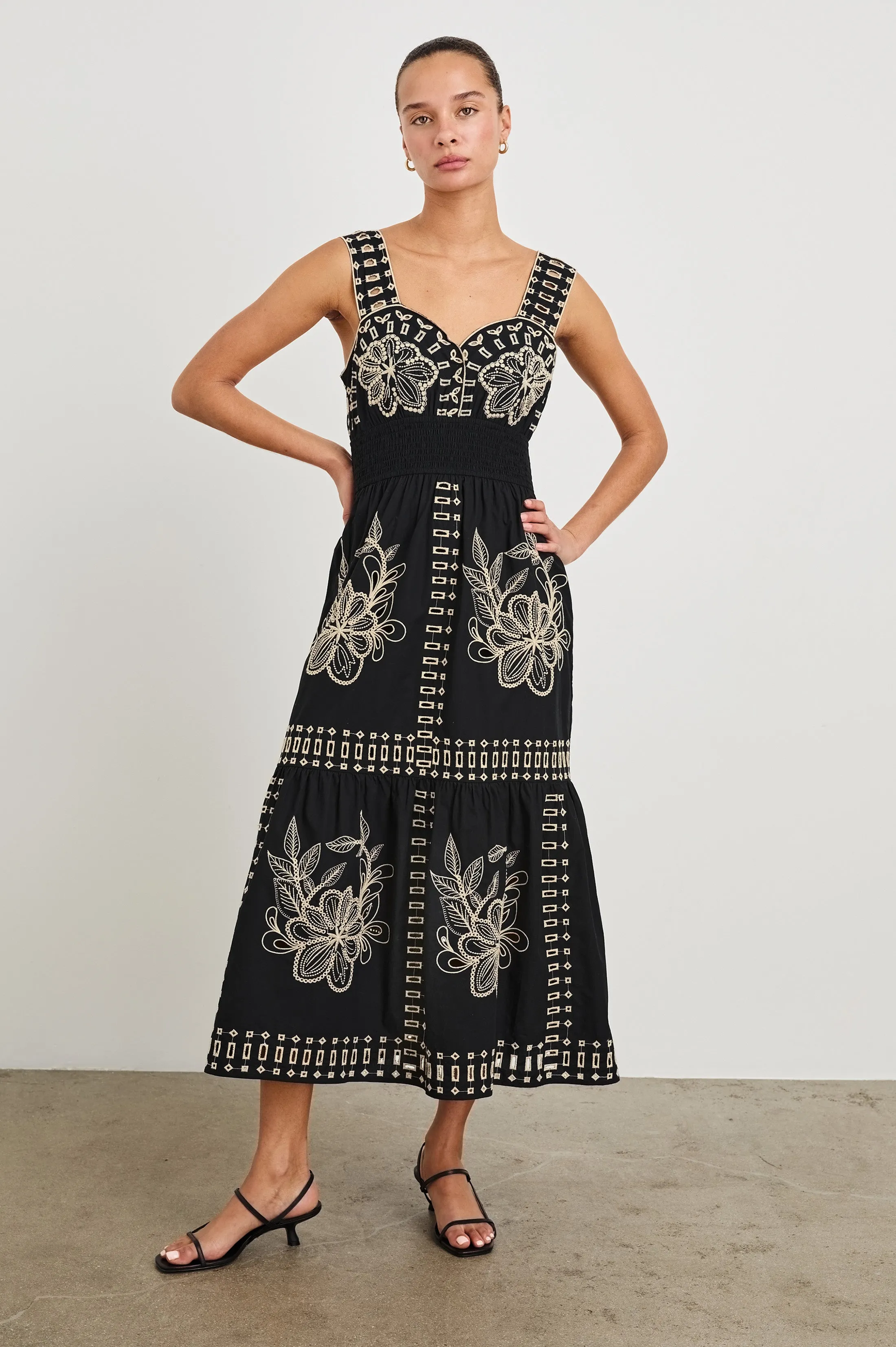 FAWN DRESS - BLACK TAN EMBROIDERY Rails