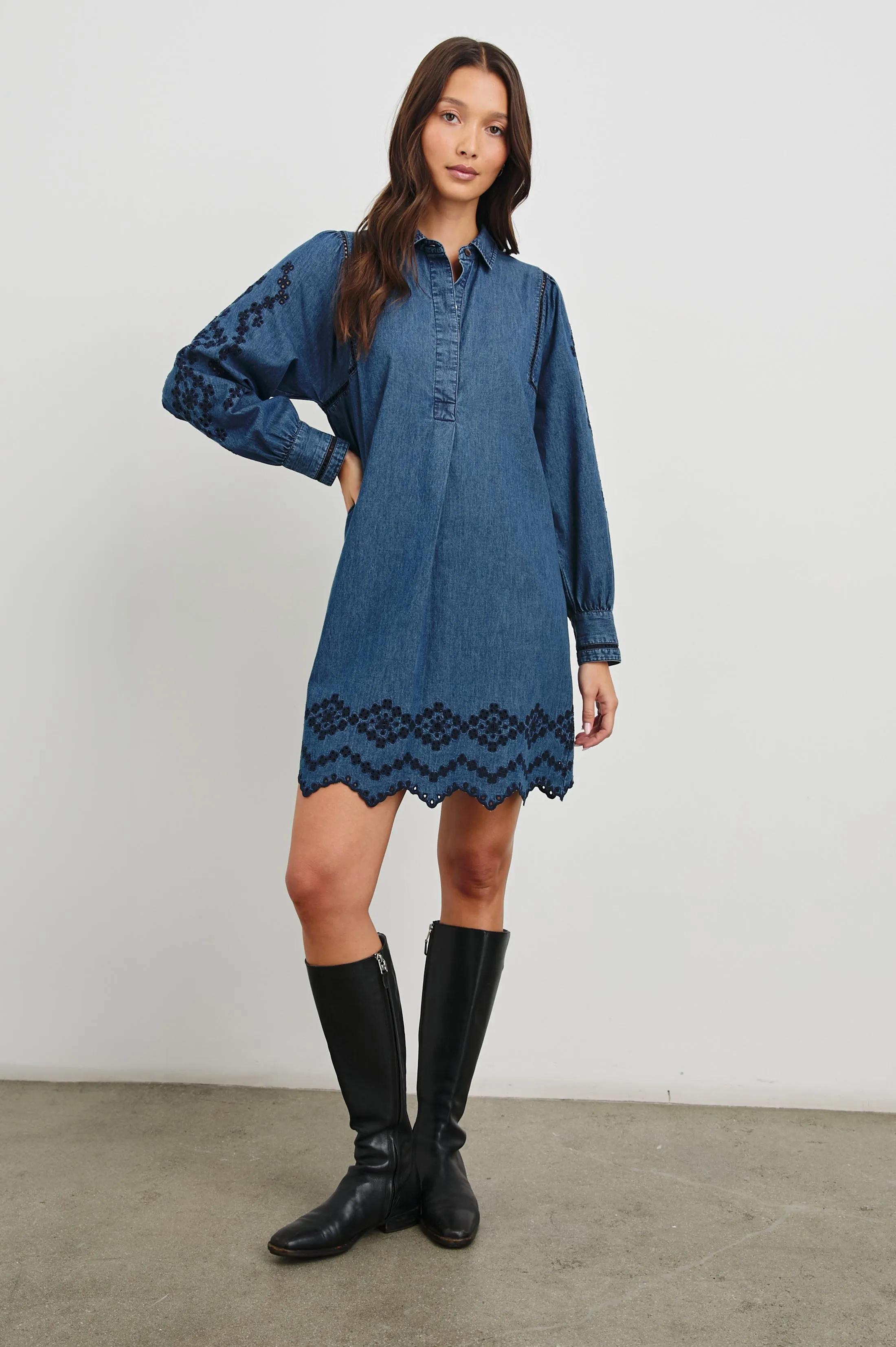 FERNANDA DRESS - DARK VINTAGE WASH Rails