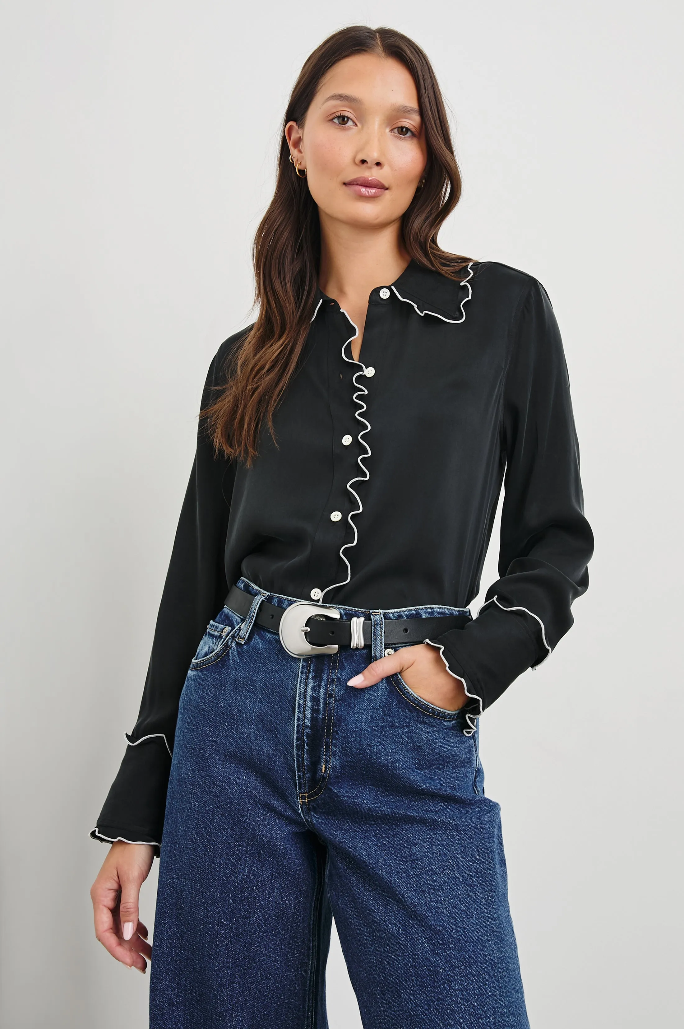 FIA SHIRT - BLACK WHITE PIPING Rails