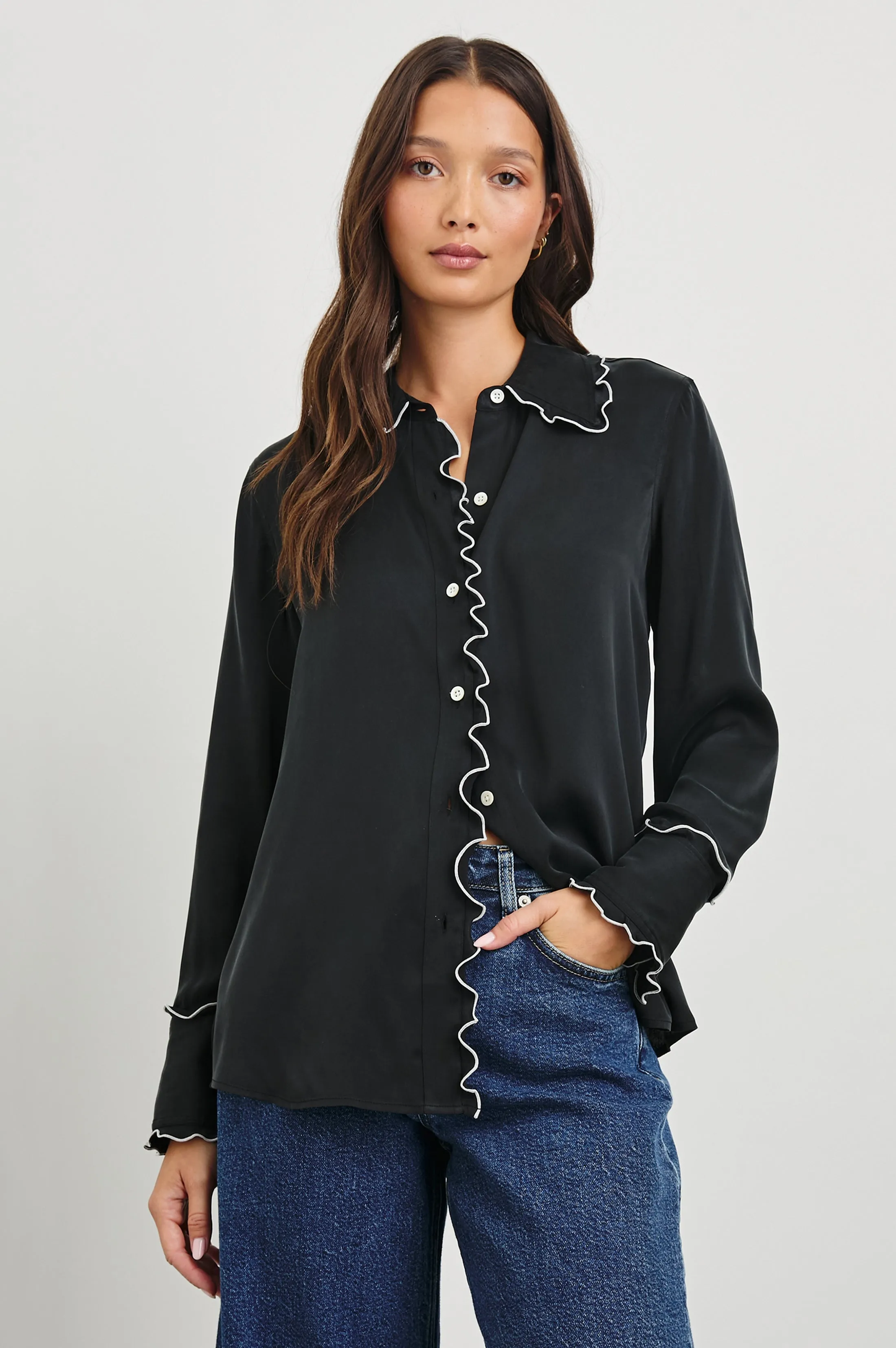 FIA SHIRT - BLACK WHITE PIPING Rails