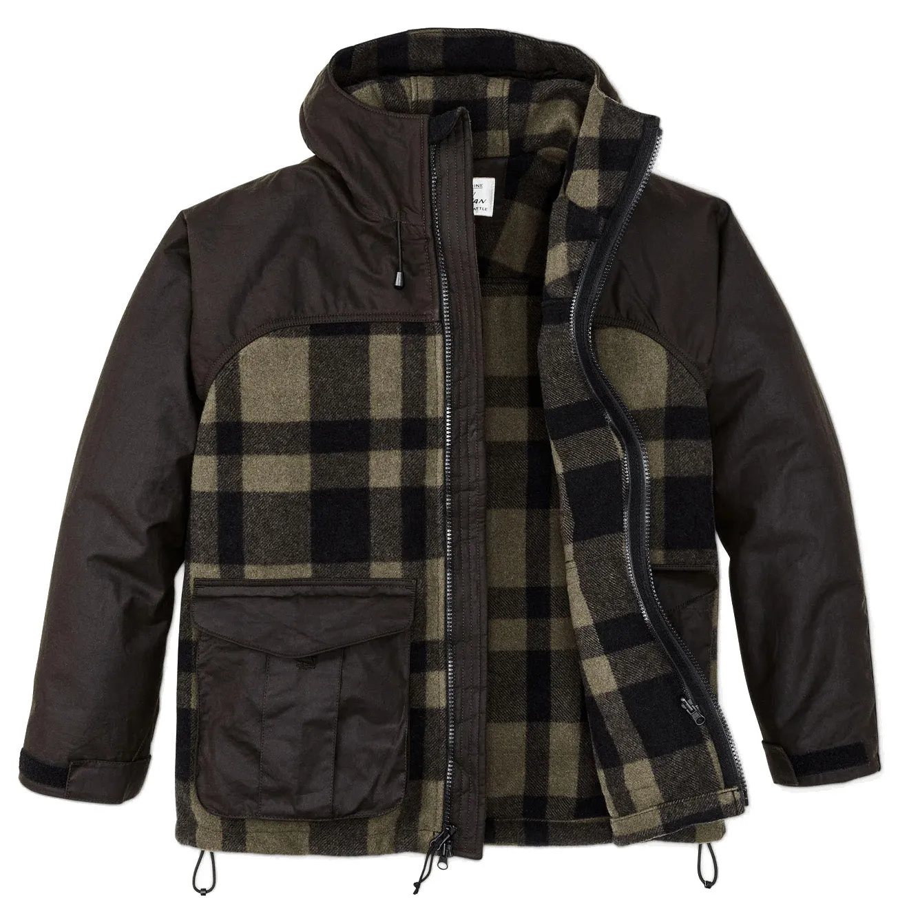 Filson Mackinaw Hunting Jacket Otter Green / Black Plaid