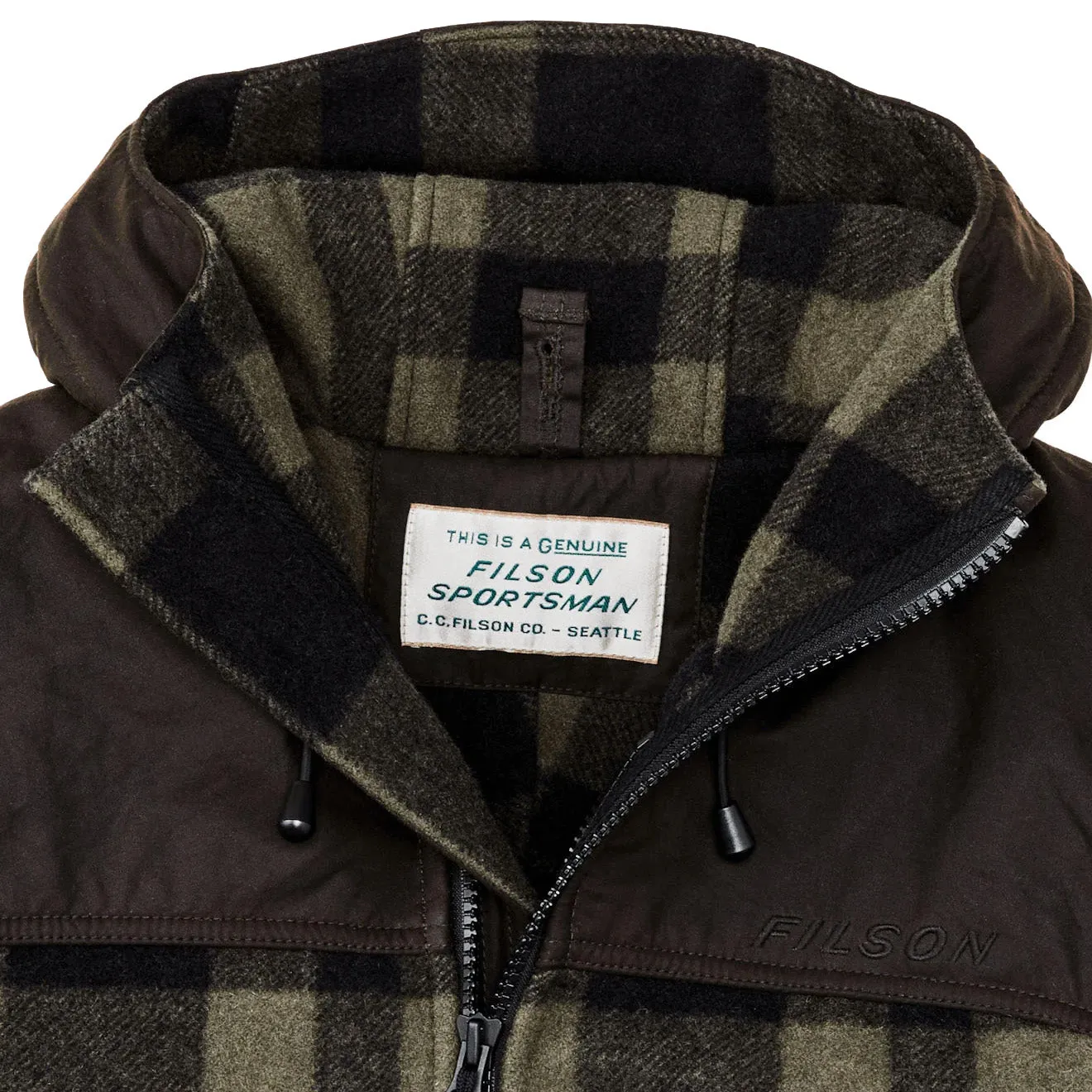 Filson Mackinaw Hunting Jacket Otter Green / Black Plaid