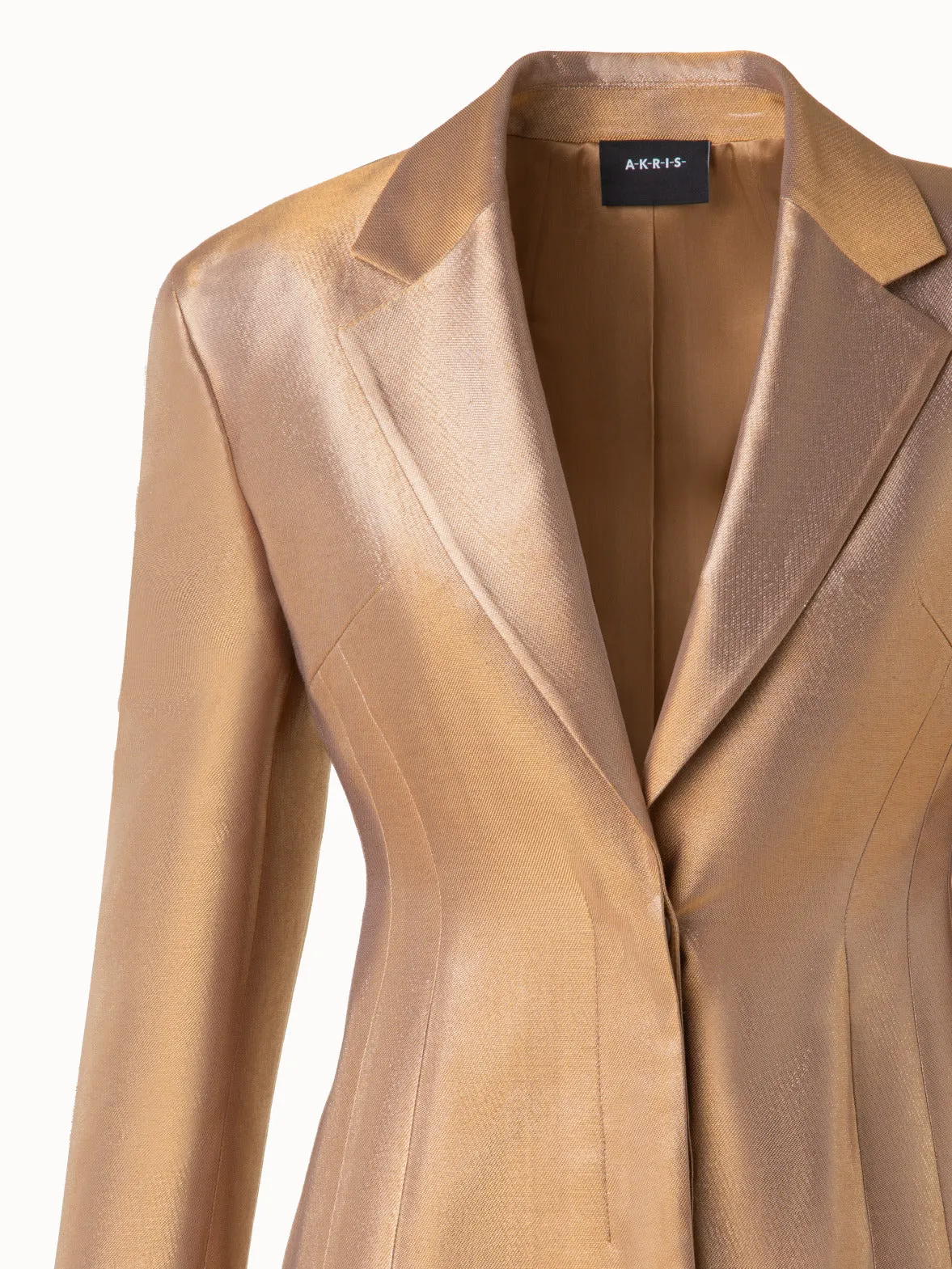 Fitted Single Breasted Jacket in Golden Lurex Akris