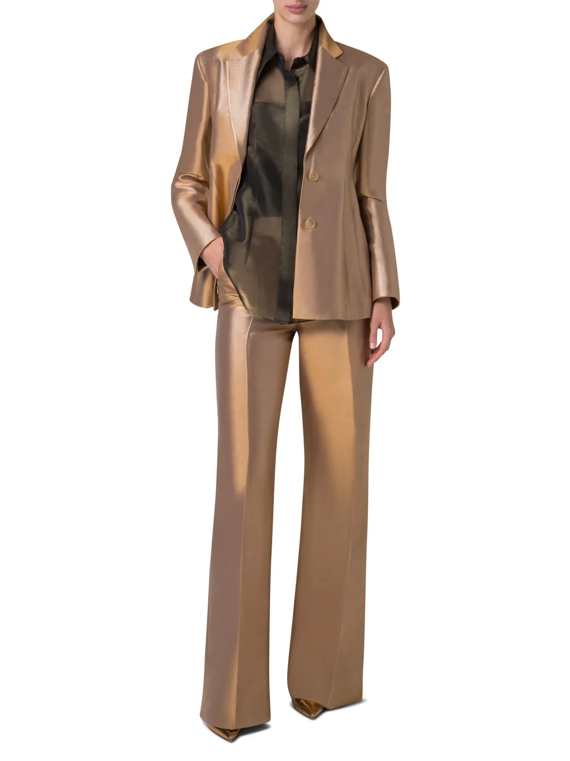 Fitted Single Breasted Jacket in Golden Lurex Akris