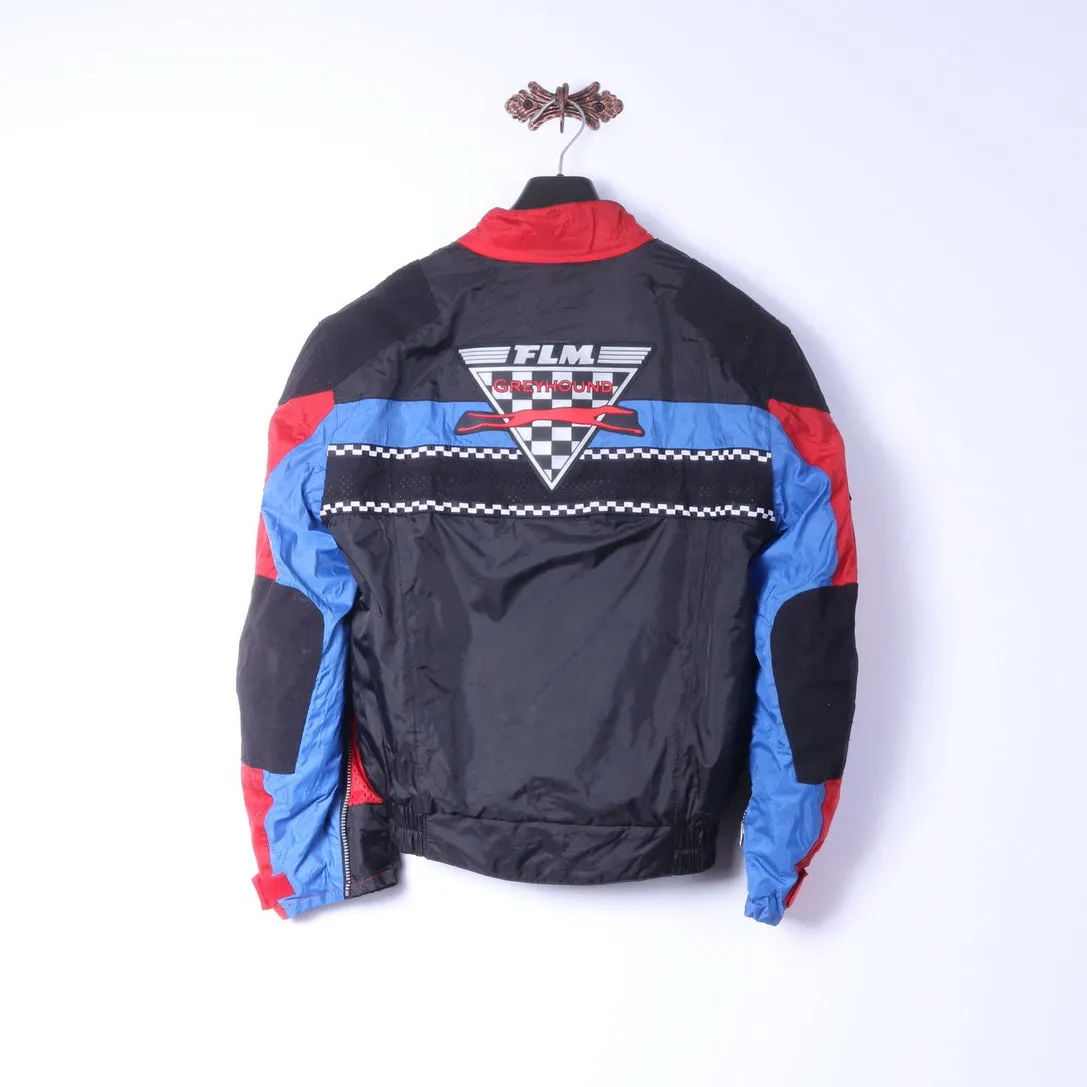 FLM Polo Mens L Racing Jacket Black Greyhound Motocycle Textile Top