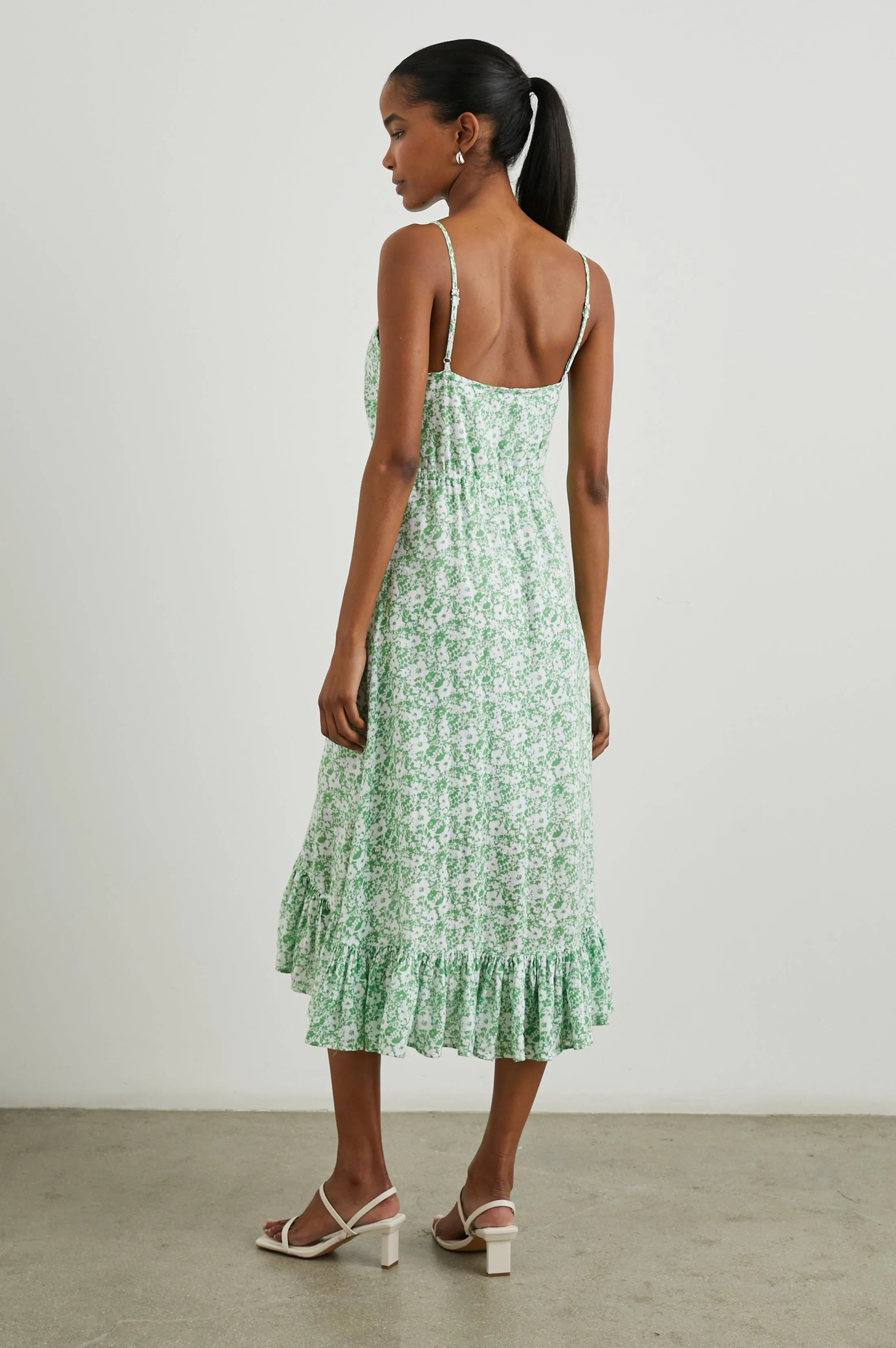 FRIDA DRESS - GREEN TEXTURE FLORAL Rails