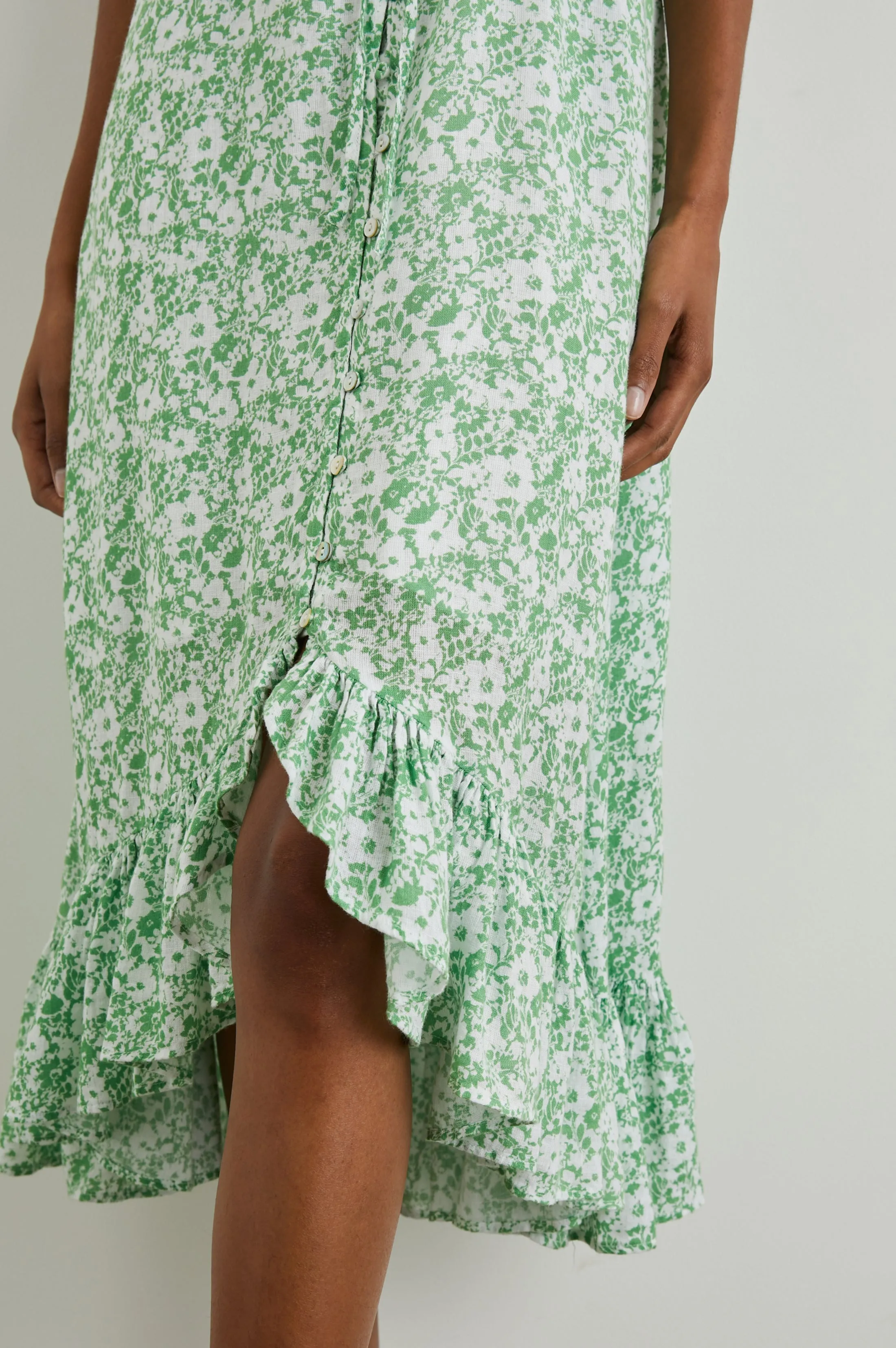 FRIDA DRESS - GREEN TEXTURE FLORAL Rails