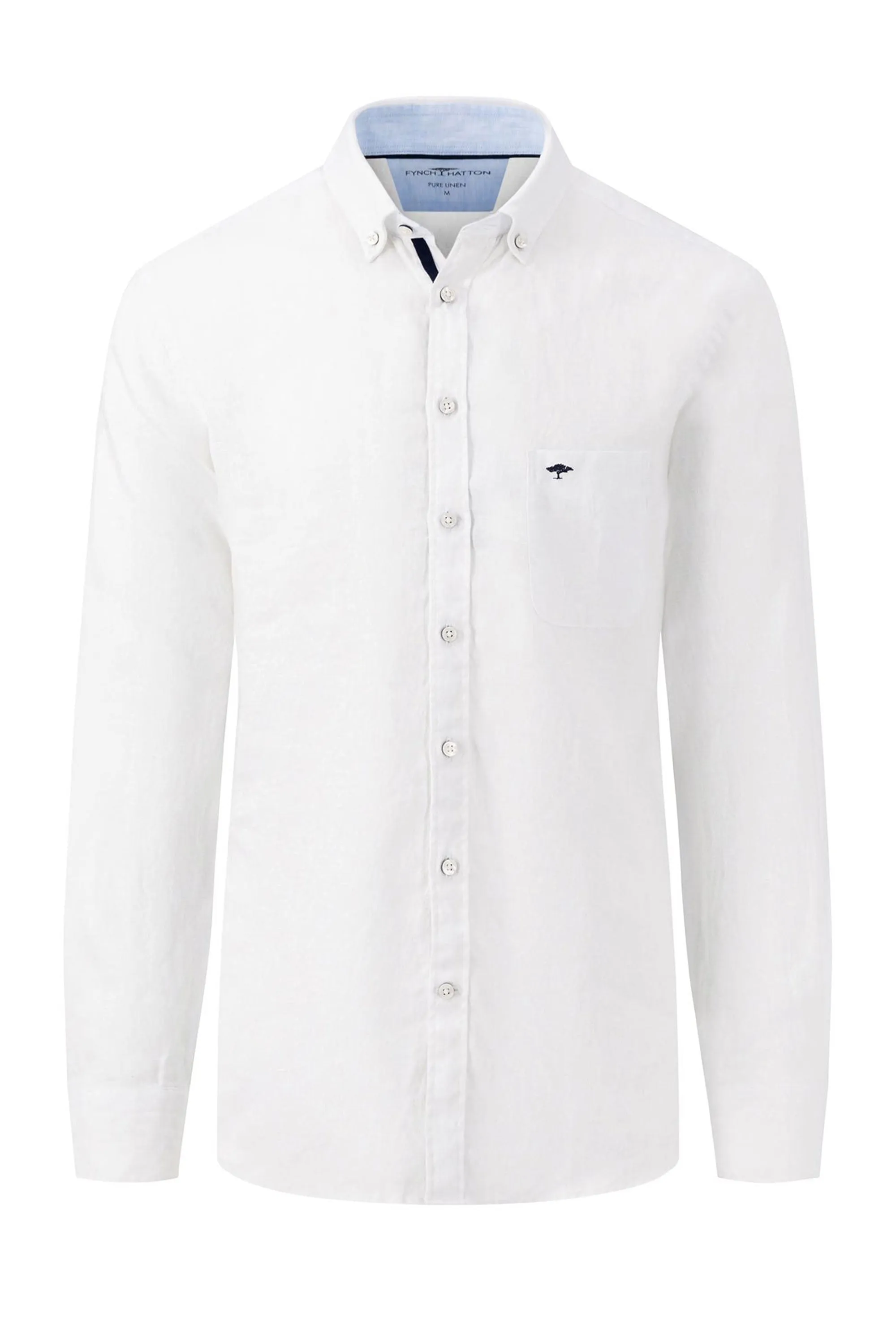 Fynch-hatton Long Sleeved Linen Shirt White