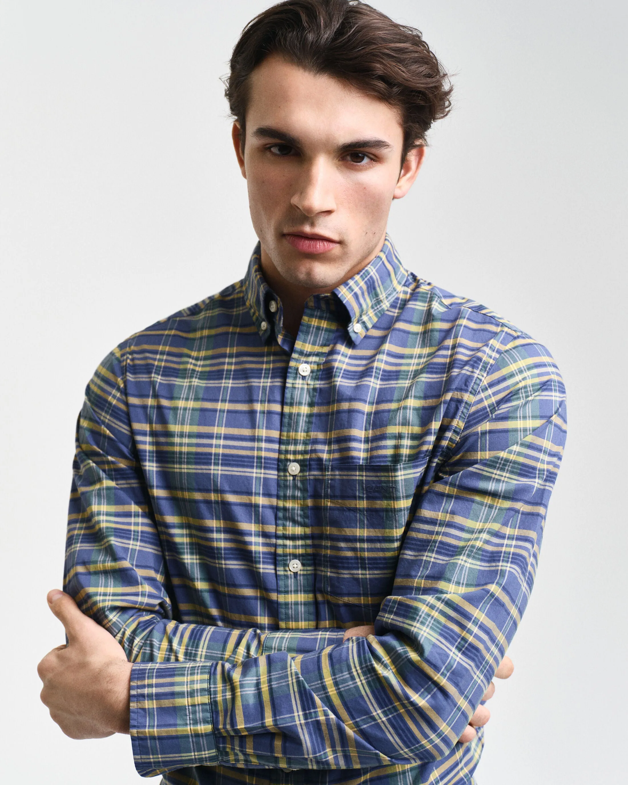 GANT - Poplin Shirt - Check - Dusty Navy