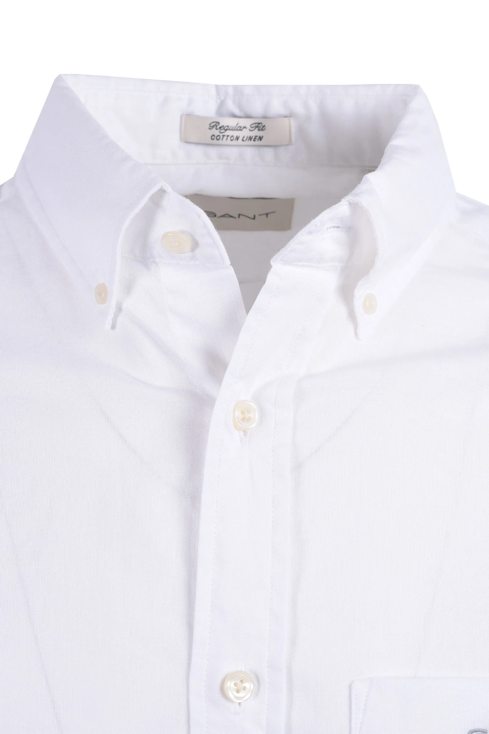 Gant Reg Cotton Linen Long Sleeve Shirt White