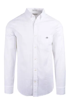 Gant Reg Cotton Linen Long Sleeve Shirt White
