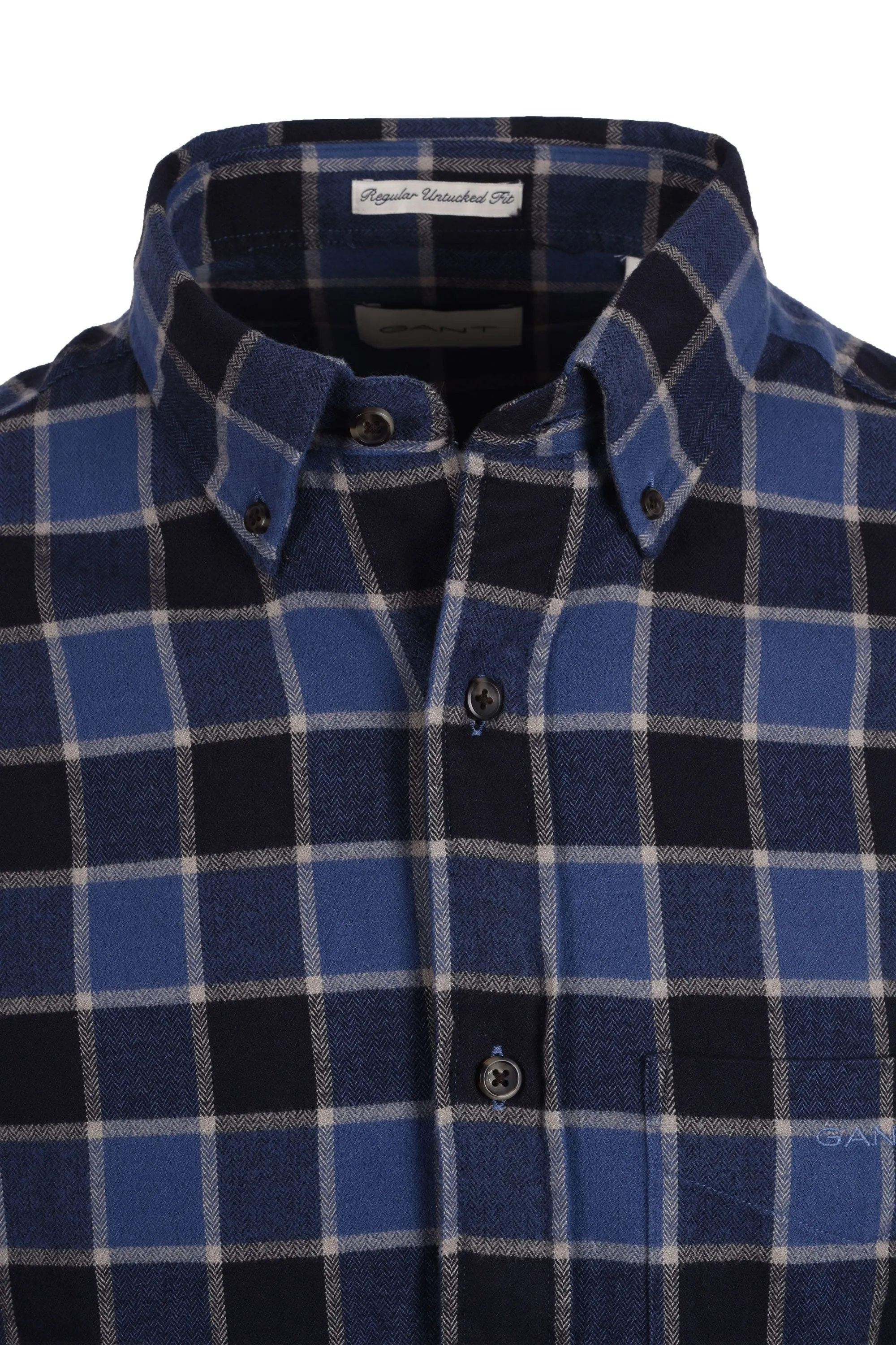Gant Reg Herringbone Check Shirt Evening Blue