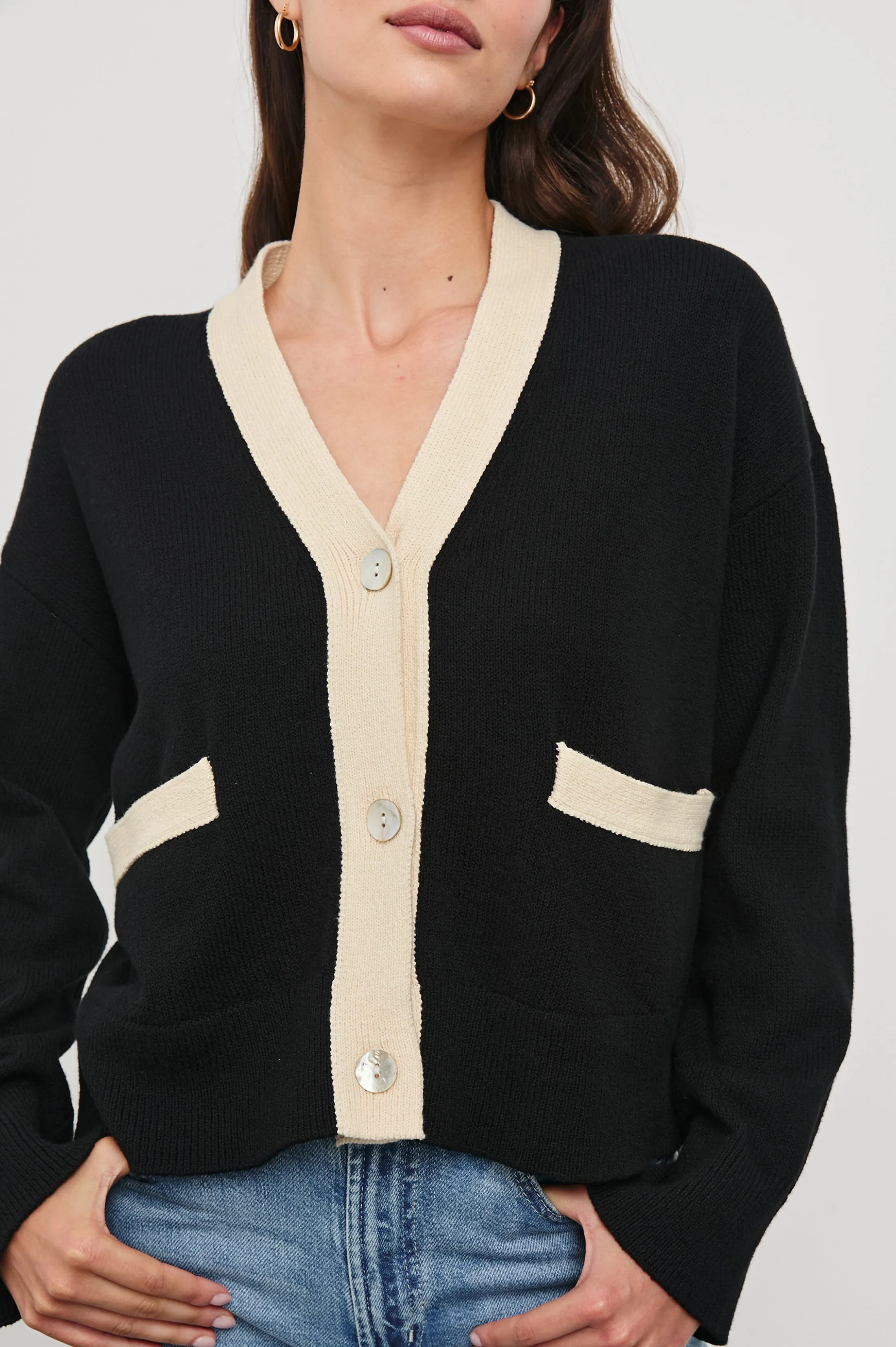 GENEVA CARDIGAN - BLACK IVORY Rails