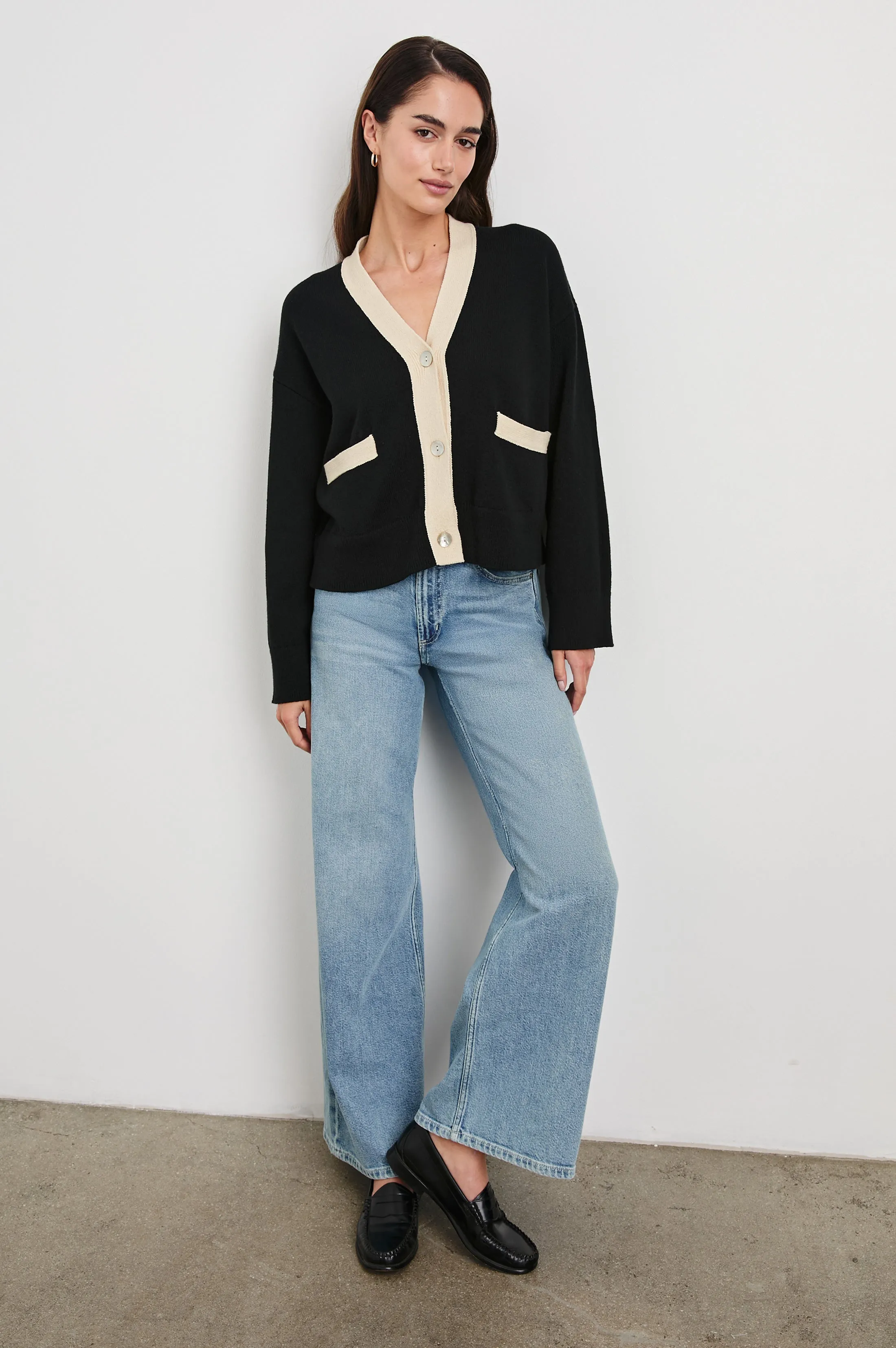 GENEVA CARDIGAN - BLACK IVORY Rails