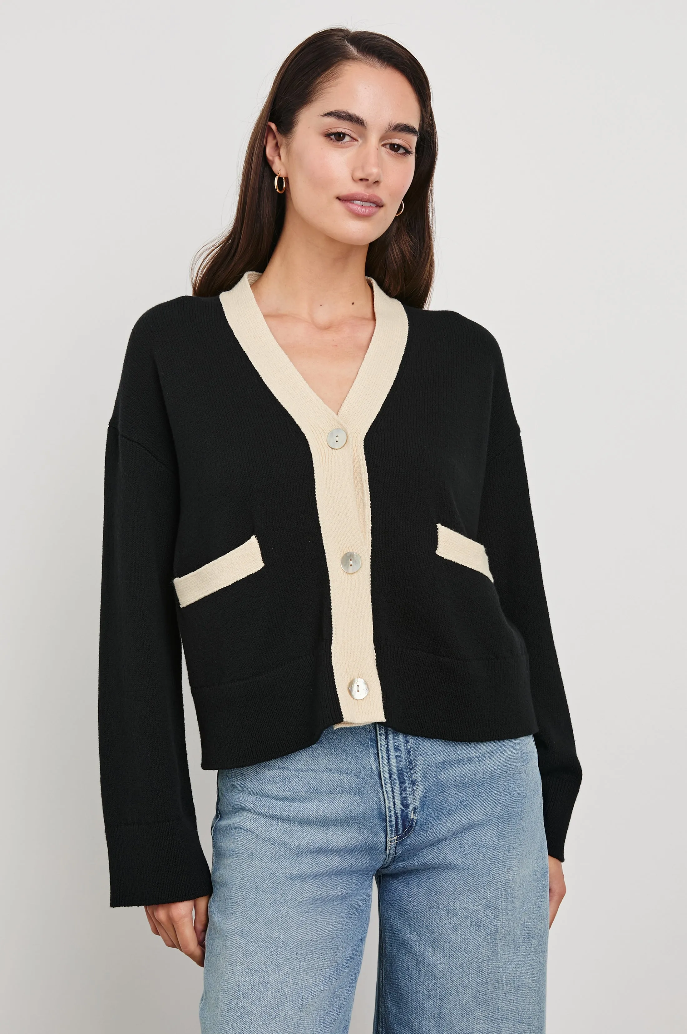 GENEVA CARDIGAN - BLACK IVORY Rails