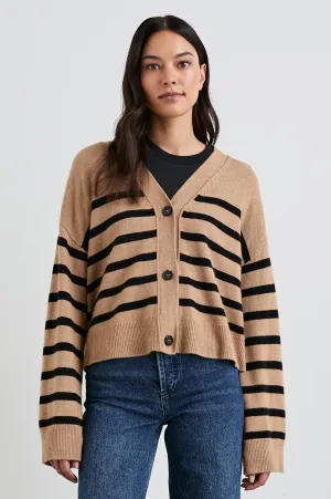 GENEVA CARDIGAN - CAMEL BLACK STRIPE Rails