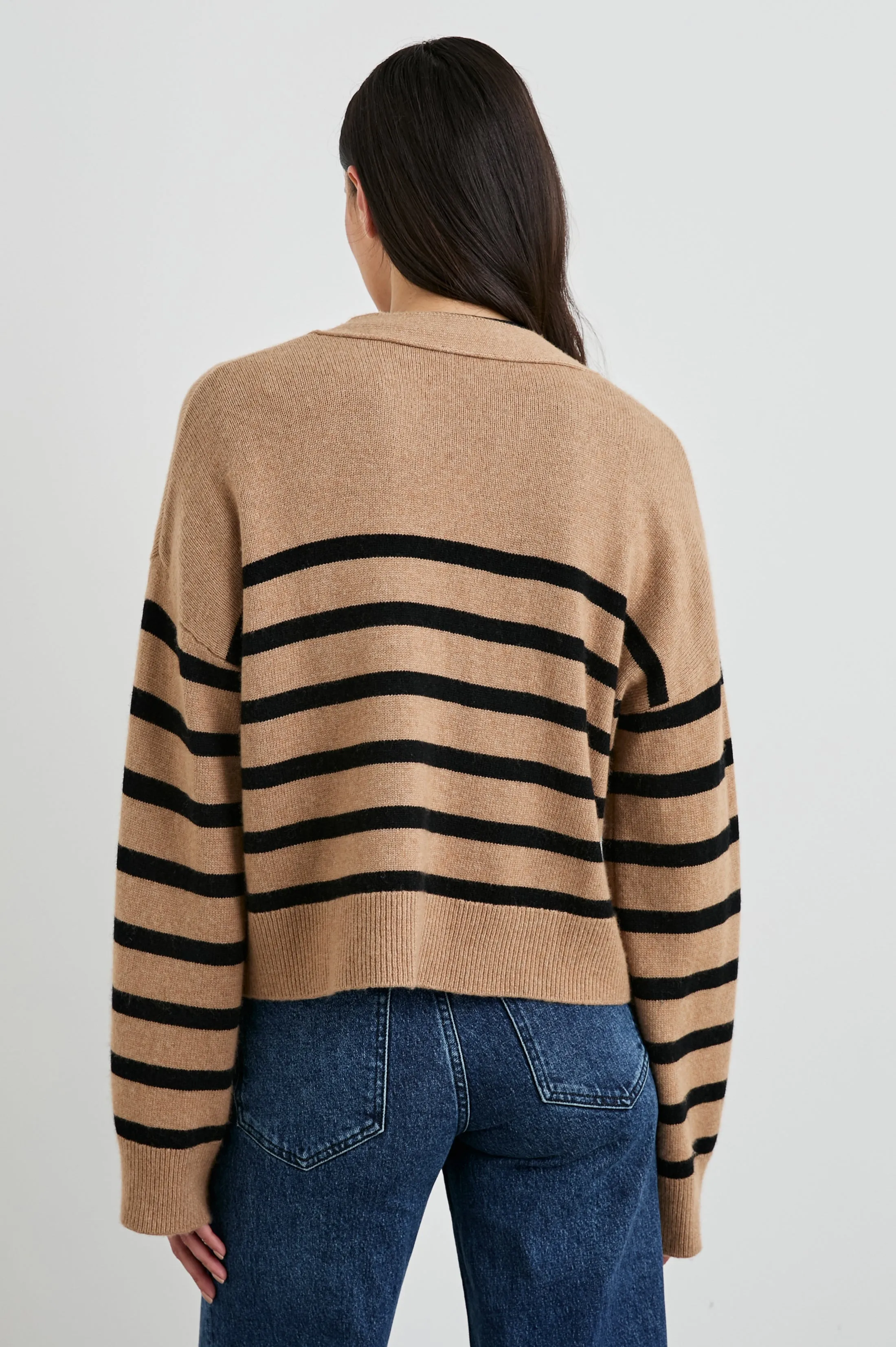 GENEVA CARDIGAN - CAMEL BLACK STRIPE Rails