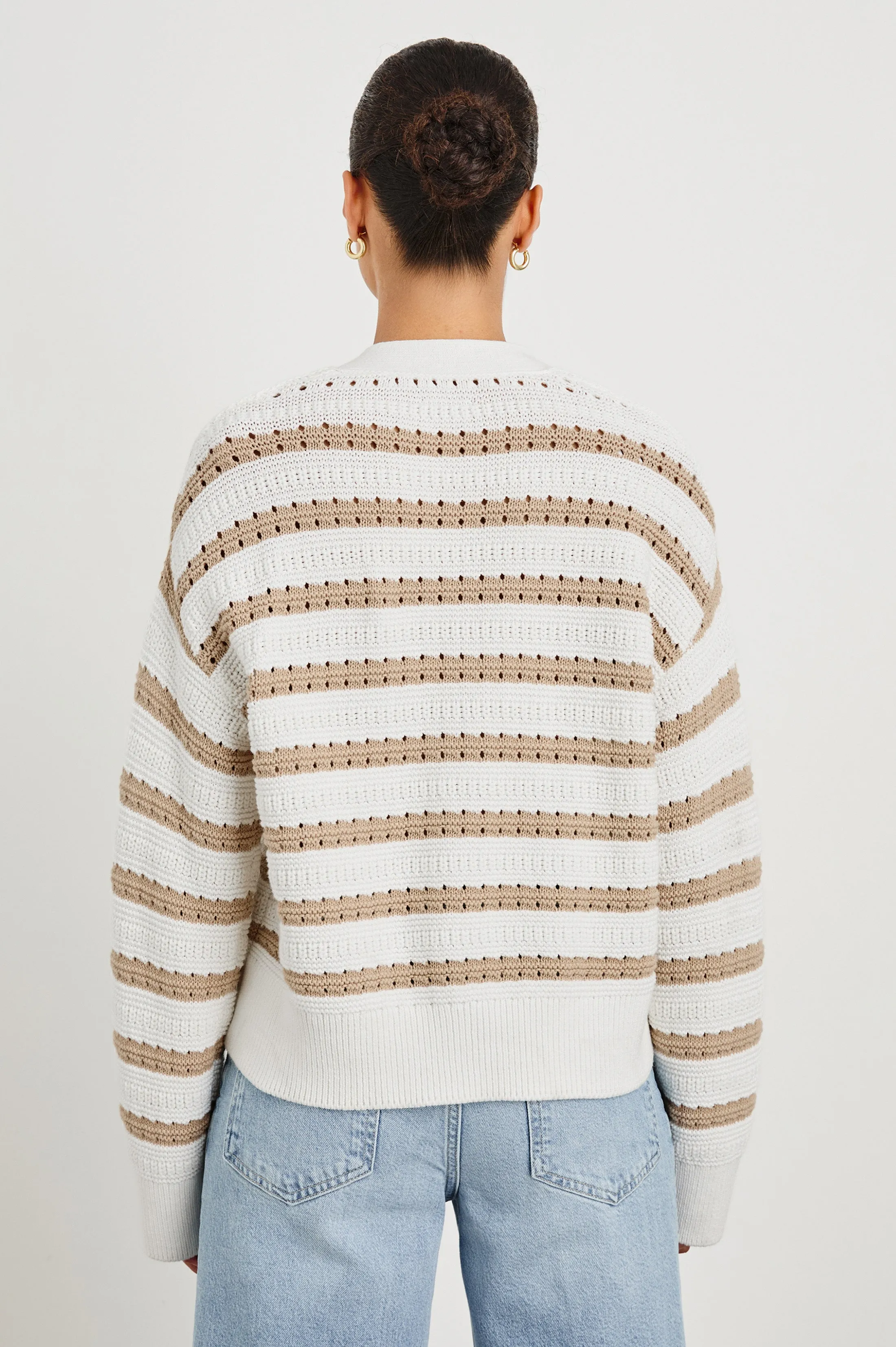 GENEVA CARDIGAN - IVORY OAT STRIPE Rails