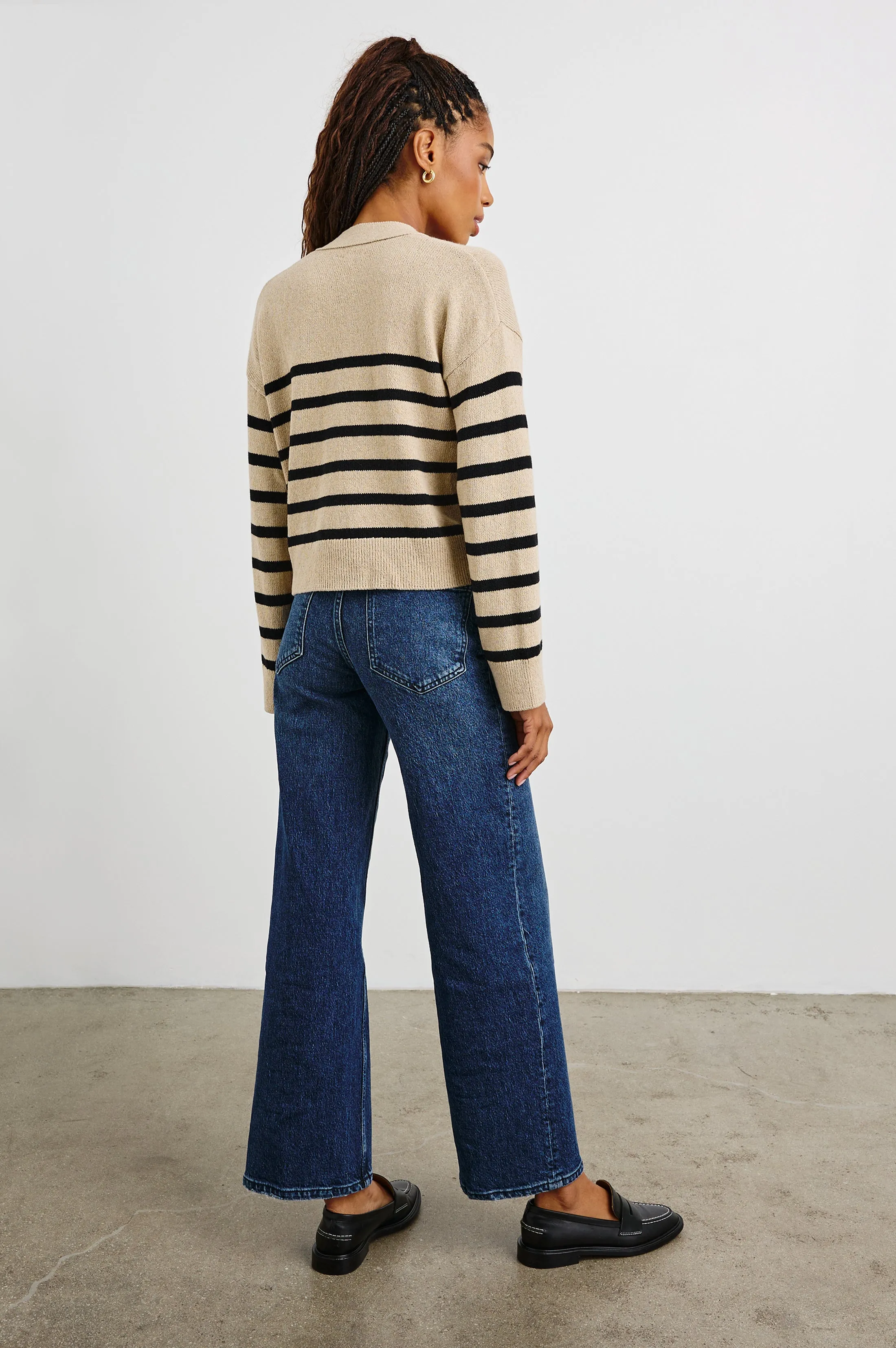 GENEVA CARDIGAN - OATMEAL BLACK STRIPE Rails