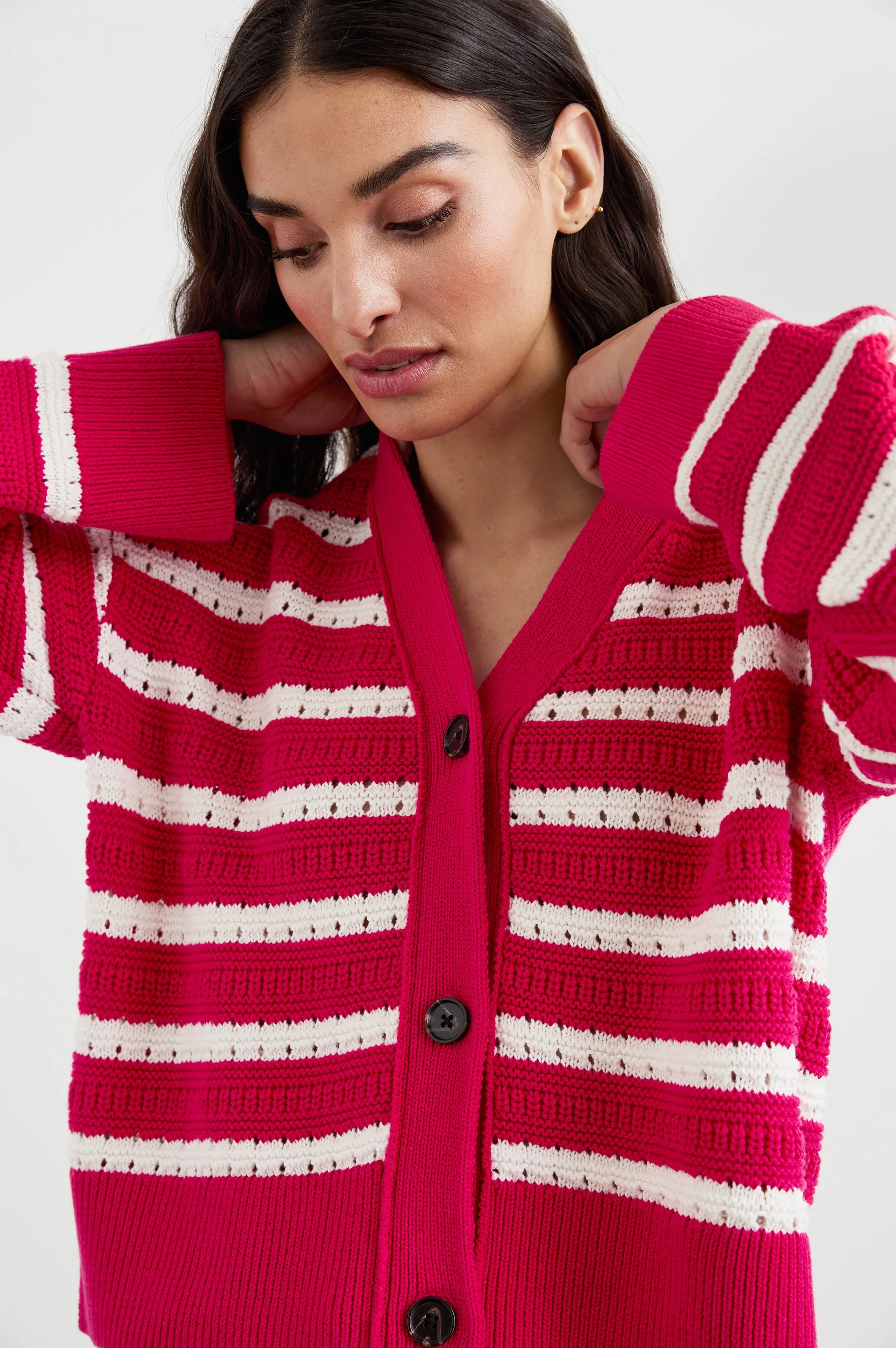 GENEVA CARDIGAN - PINK STRIPE Rails