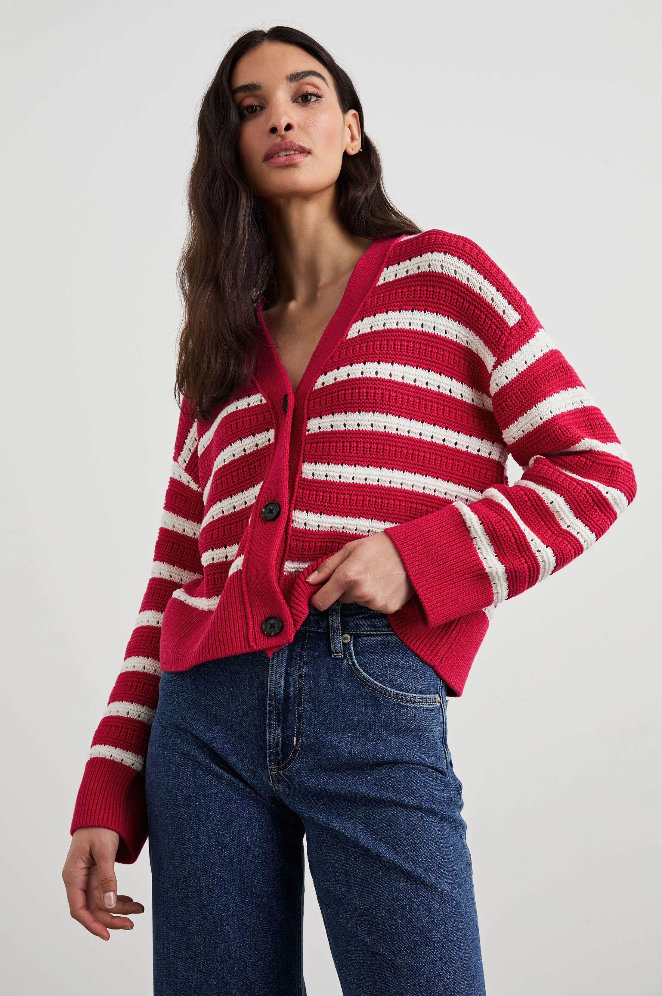 GENEVA CARDIGAN - PINK STRIPE Rails