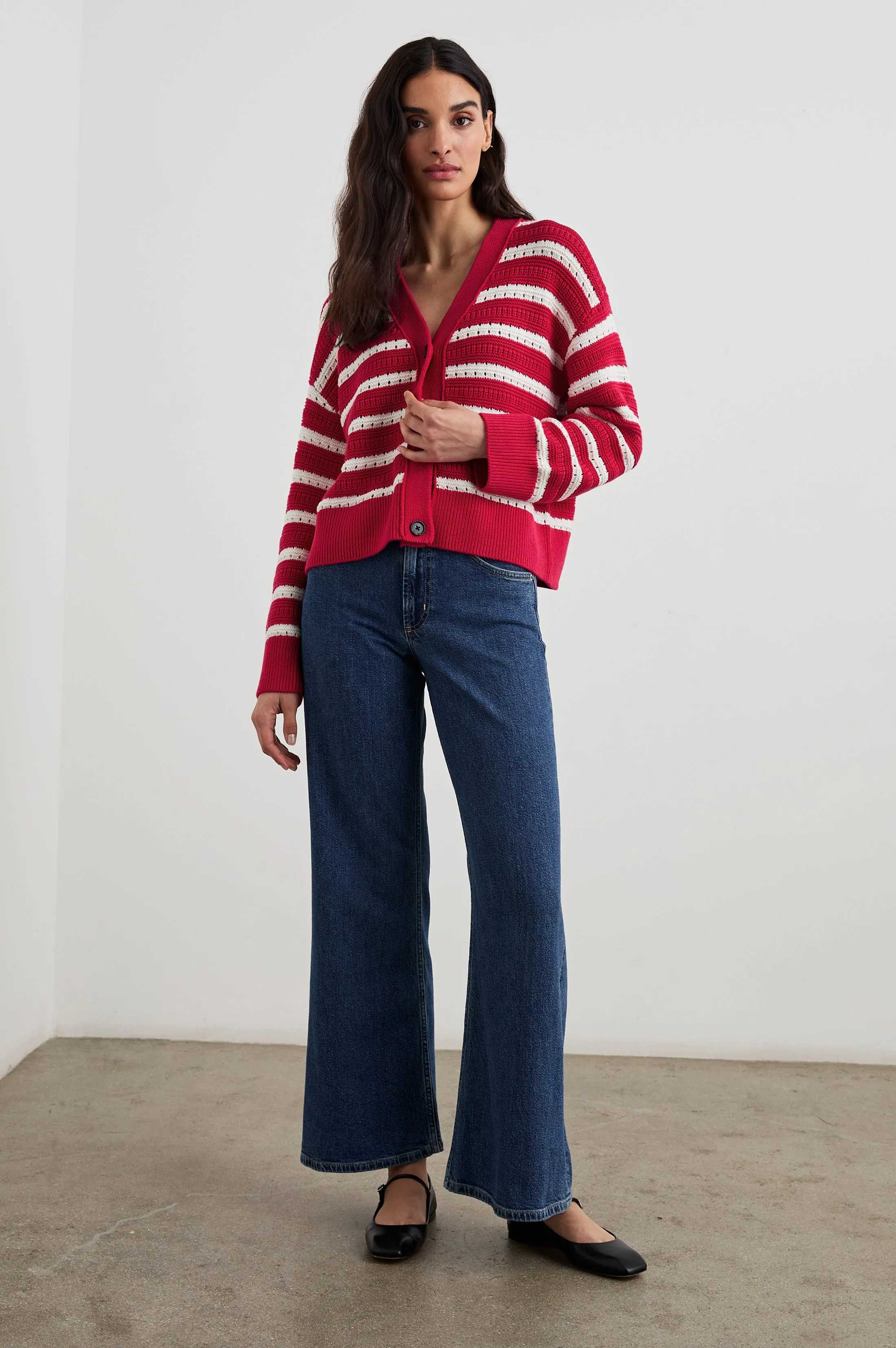 GENEVA CARDIGAN - PINK STRIPE Rails