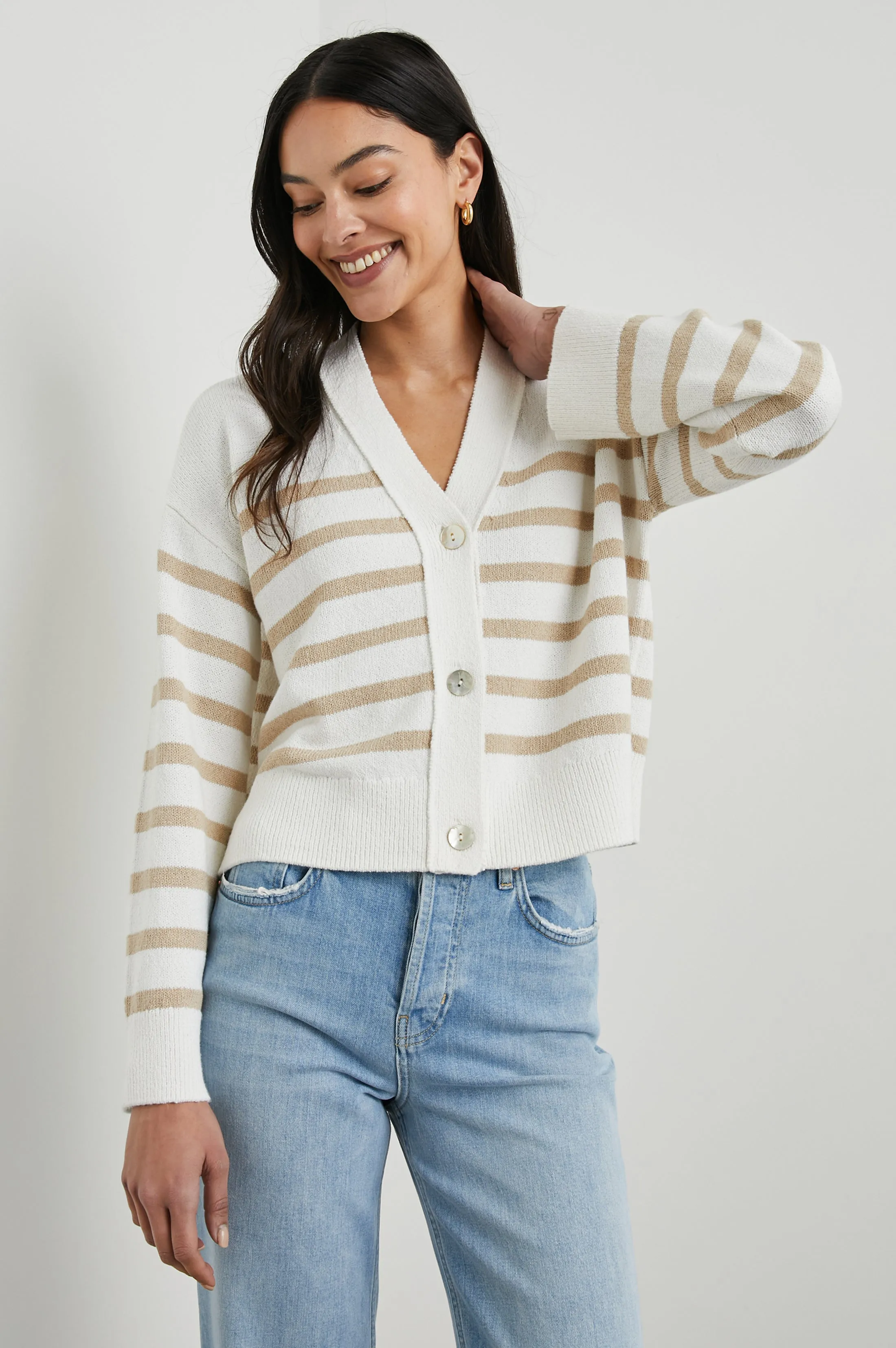 GENEVA CARDIGAN - SAND STRIPE Rails