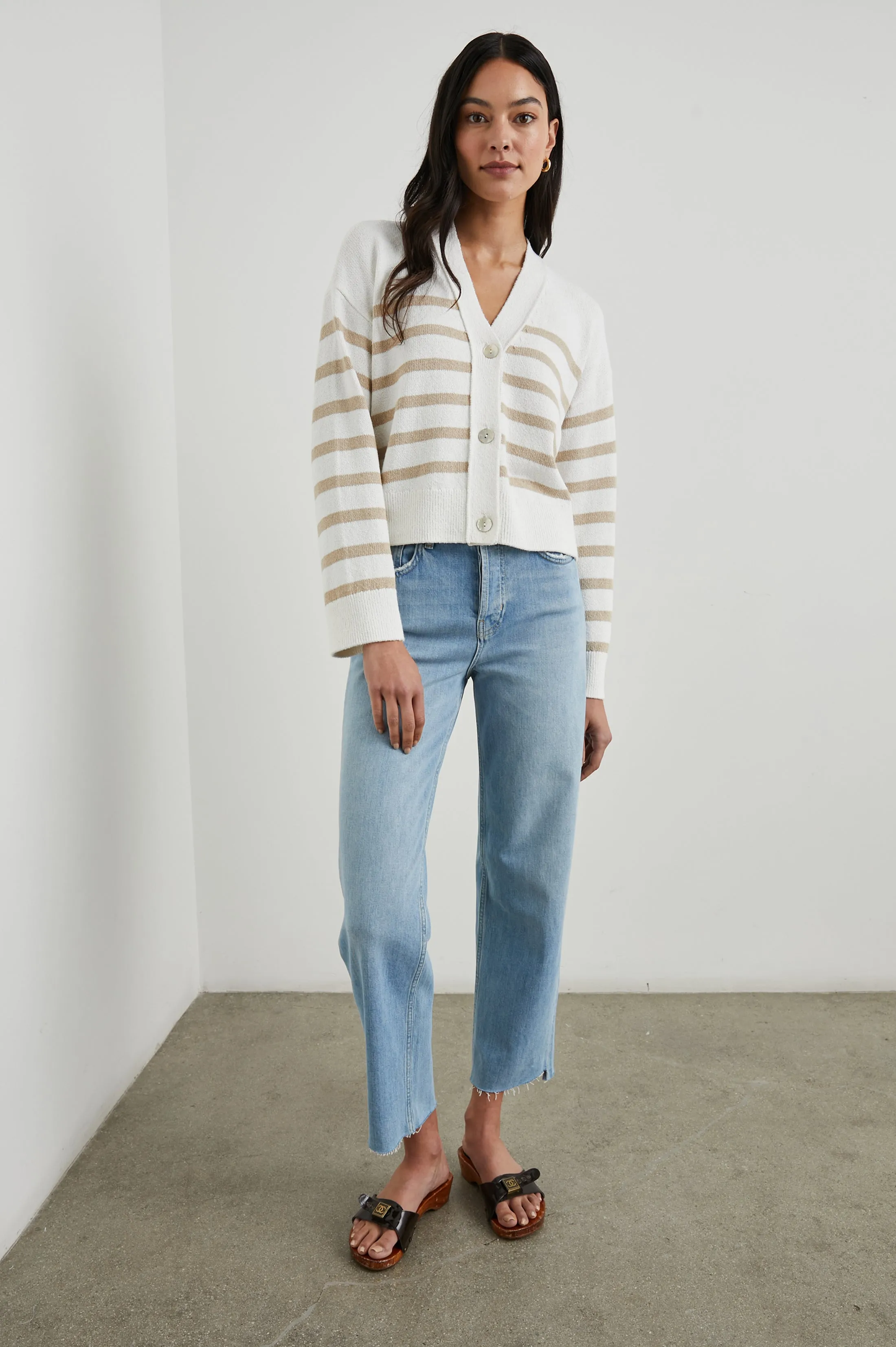 GENEVA CARDIGAN - SAND STRIPE Rails