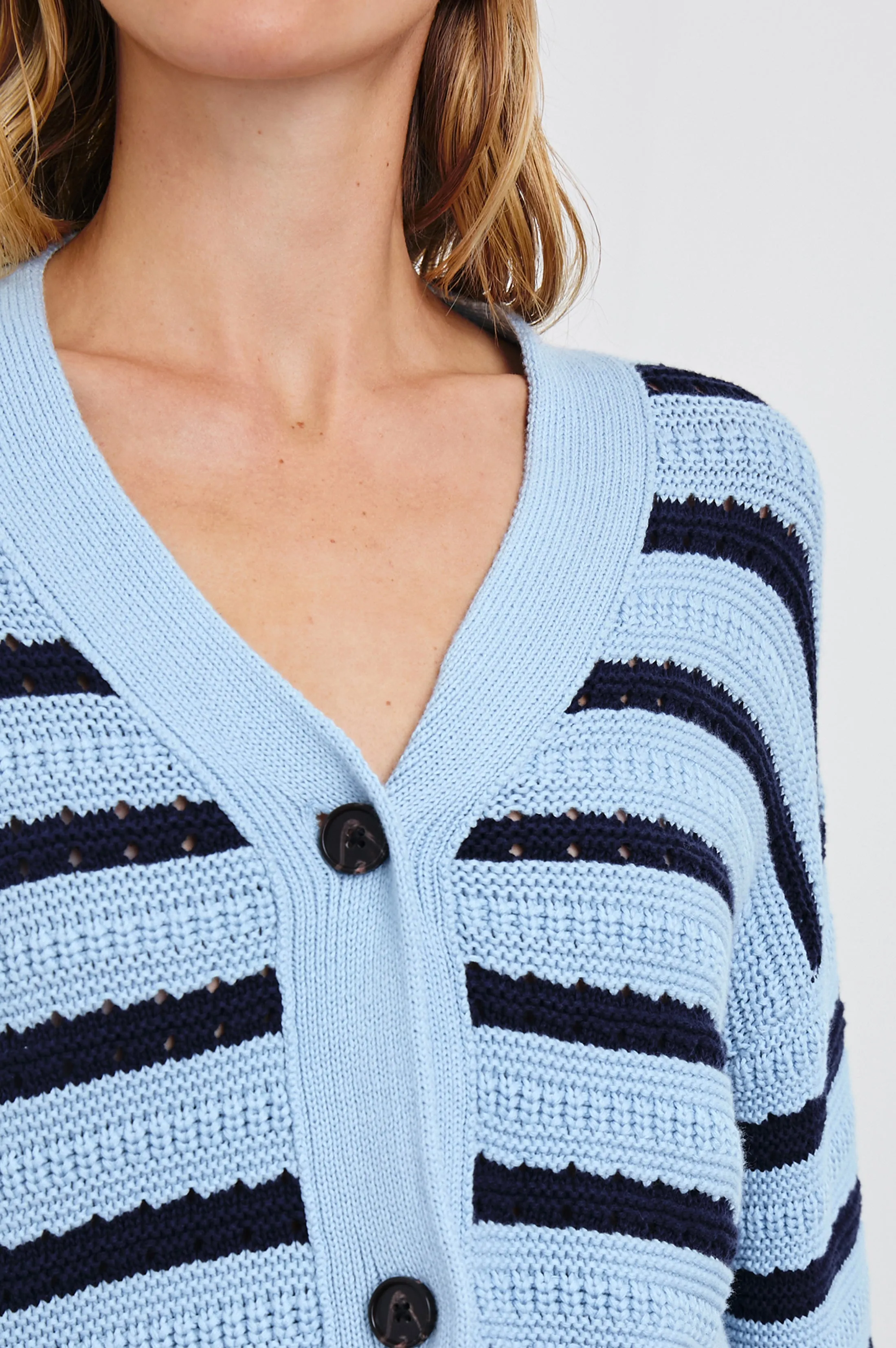 GENEVA CARDIGAN - SKY NAVY STRIPE Rails