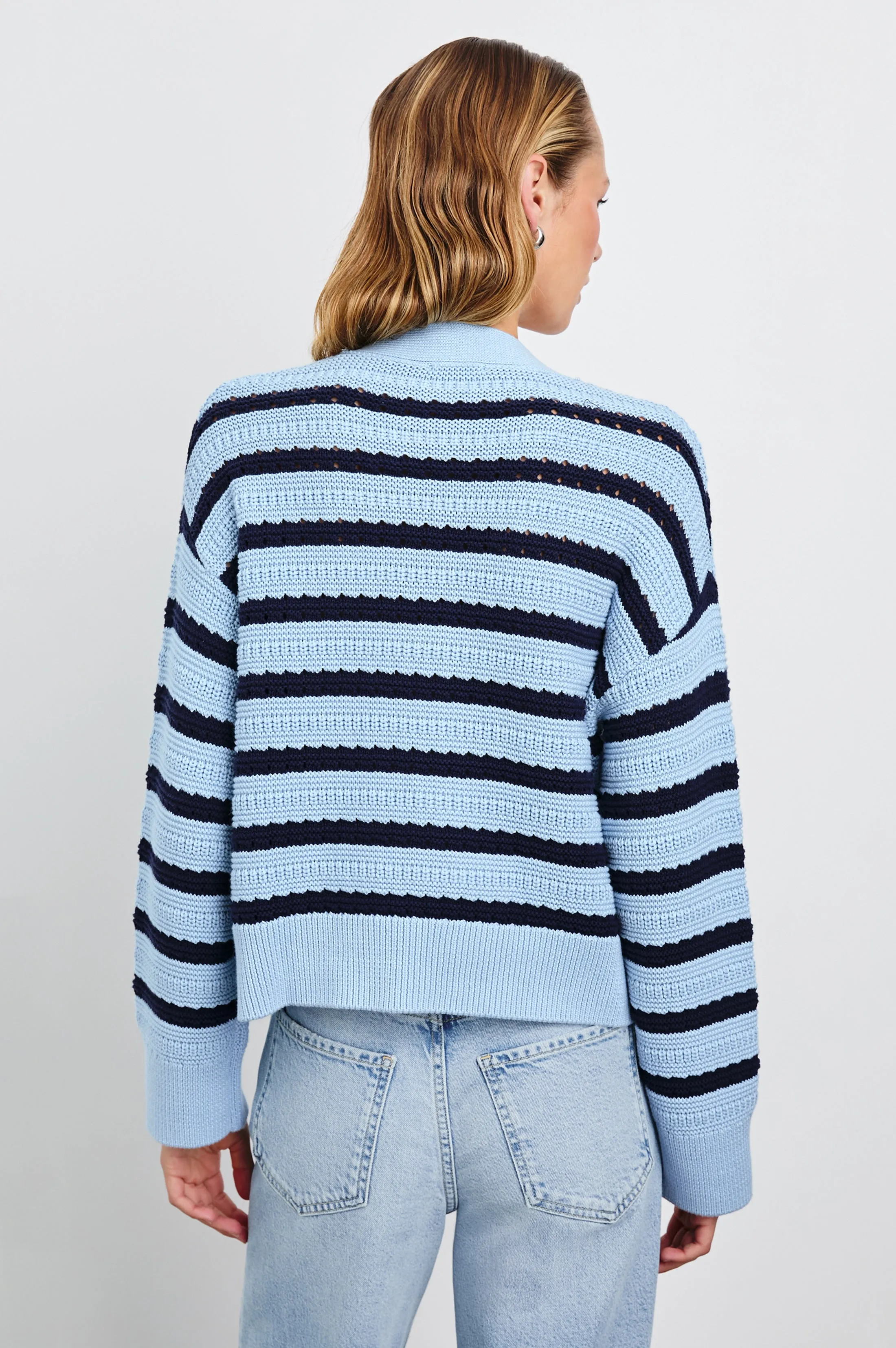 GENEVA CARDIGAN - SKY NAVY STRIPE Rails