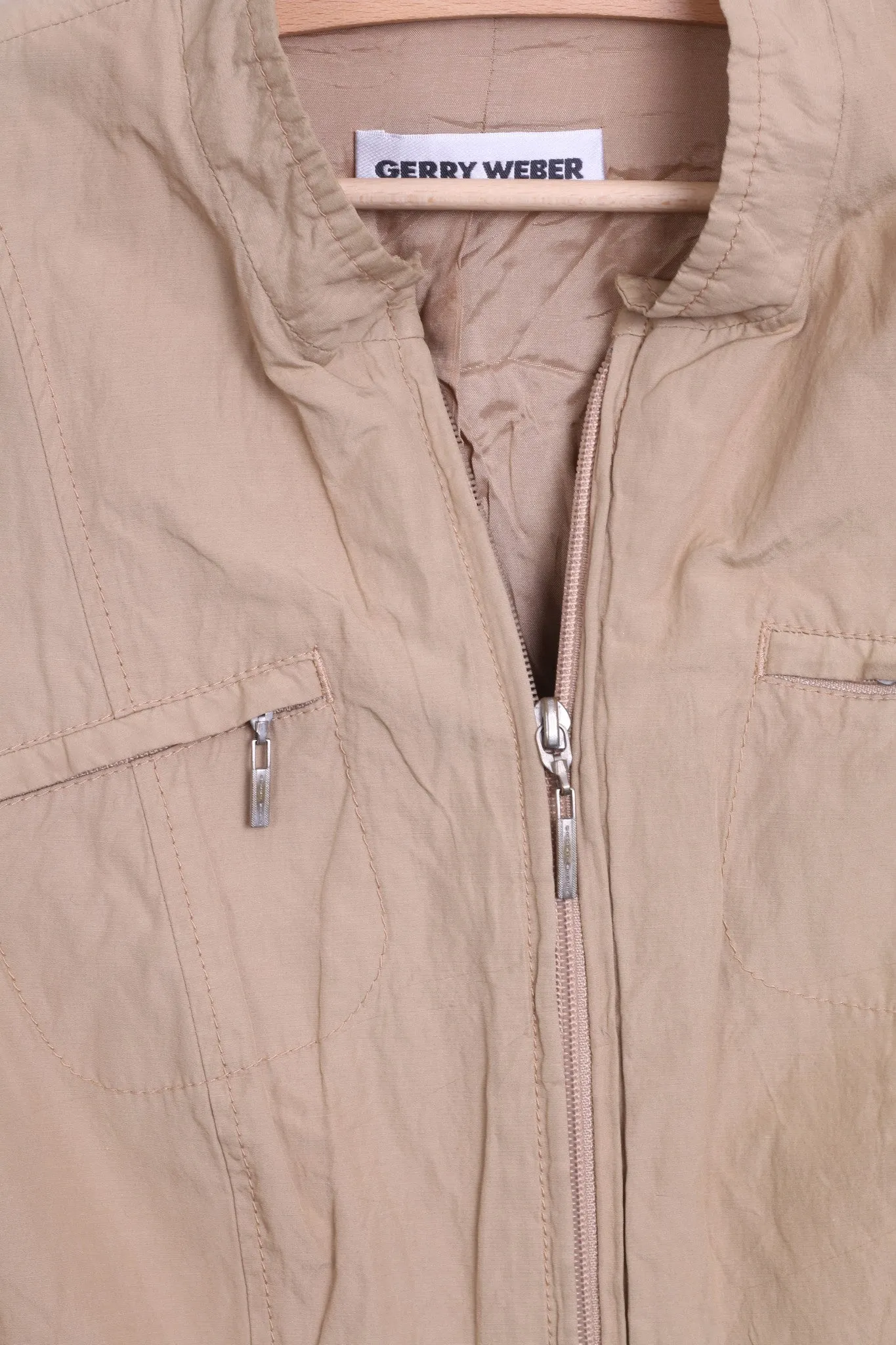 Gerry Weber Womens M Jacket Beige Shoulder Pads Tracksuit Top