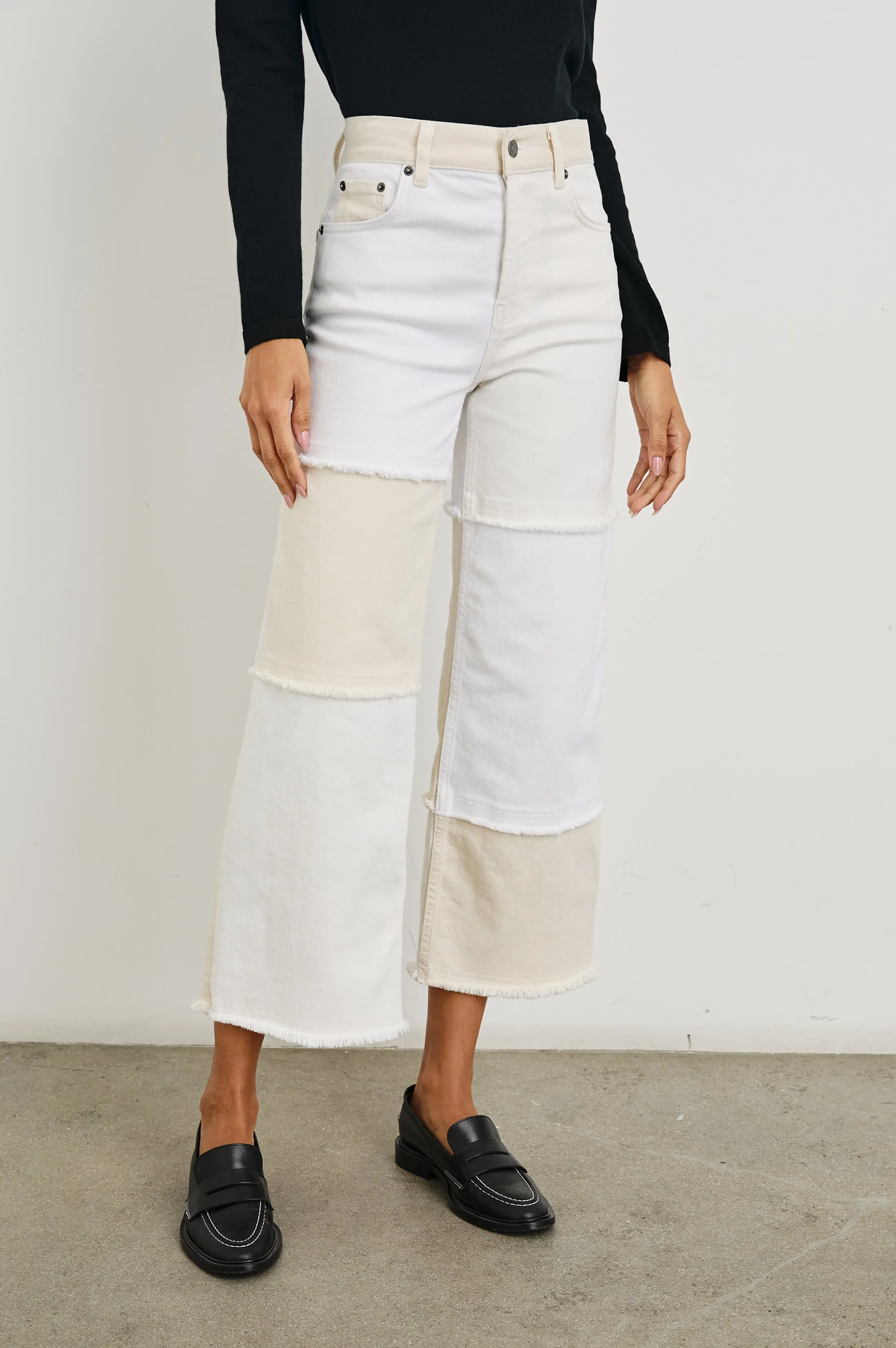 GETTY CROP WIDE LEG - ECRU PATCHWORK Rails