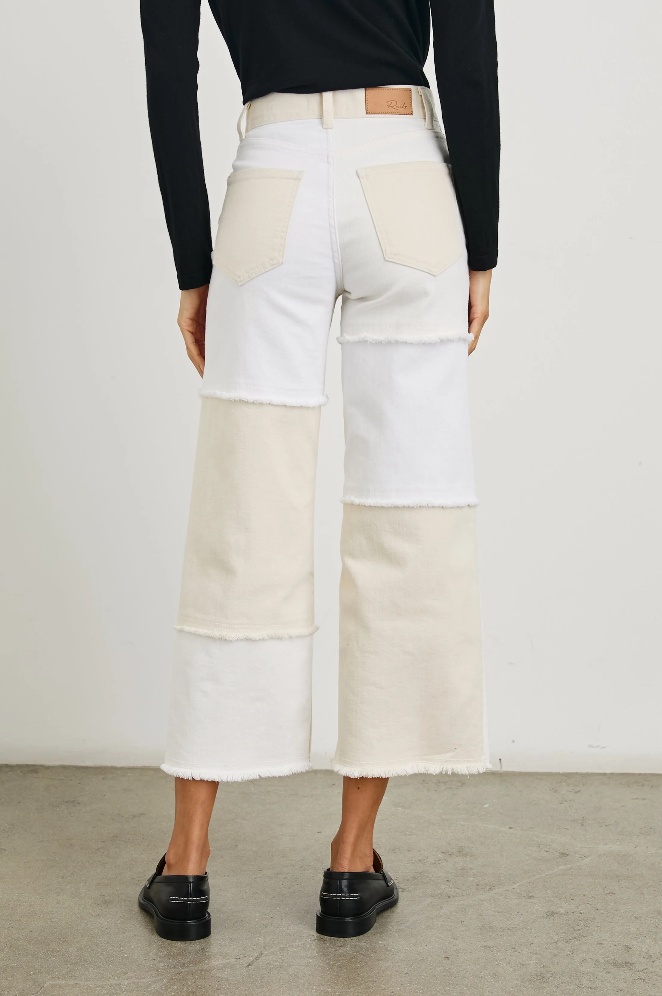 GETTY CROP WIDE LEG - ECRU PATCHWORK Rails