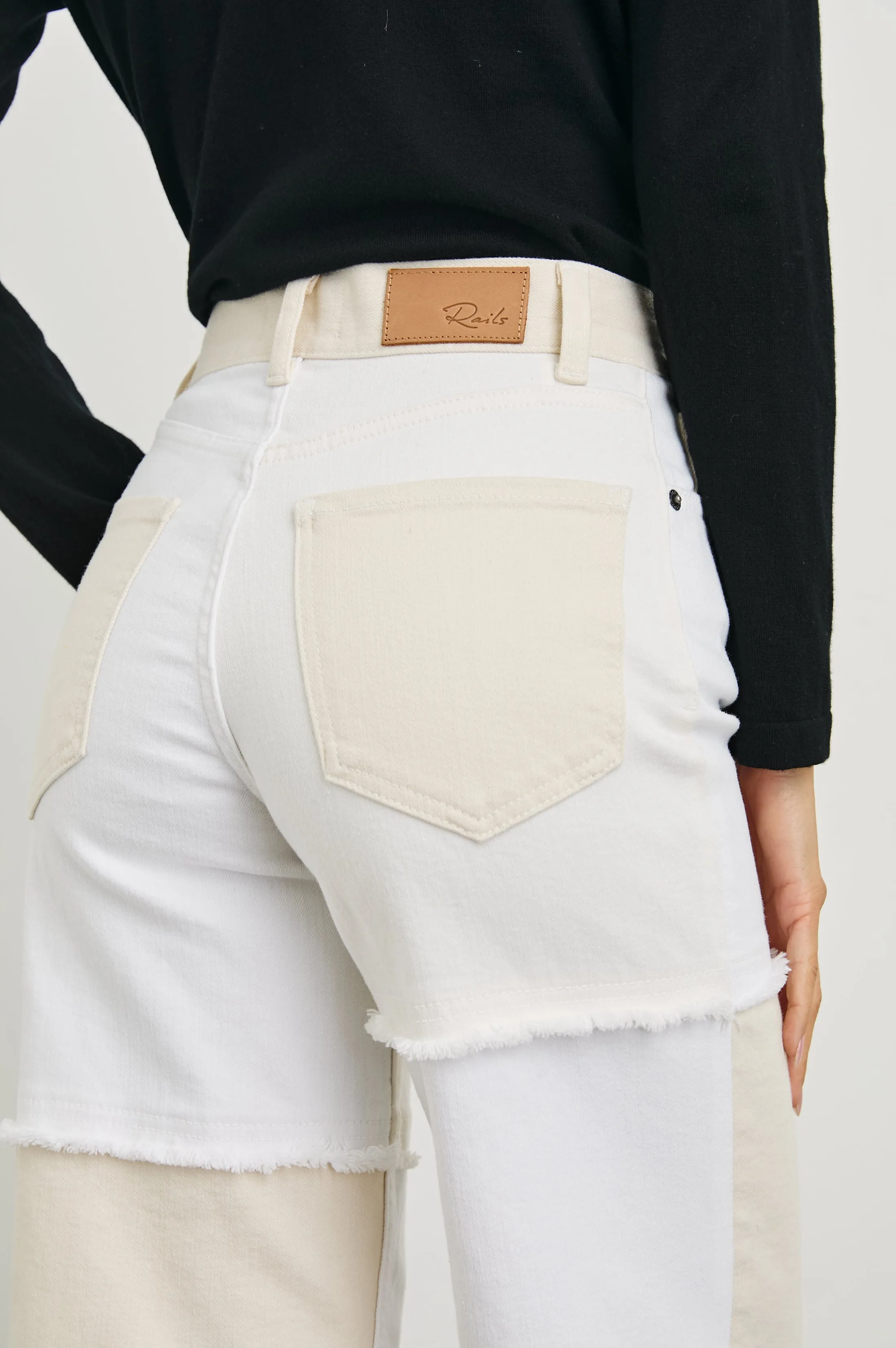 GETTY CROP WIDE LEG - ECRU PATCHWORK Rails
