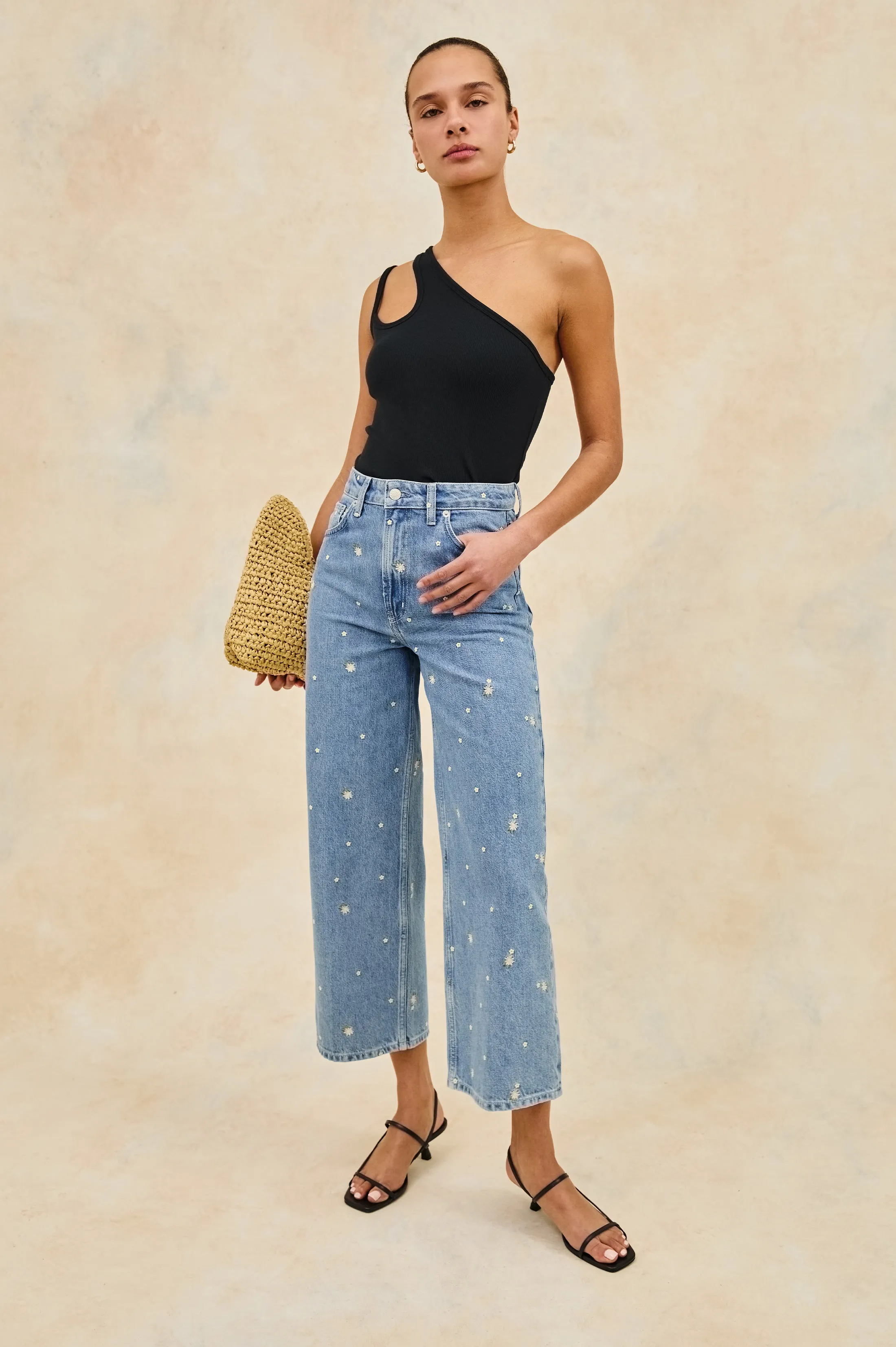GETTY CROP WIDE LEG - INDIGO FLORAL Rails